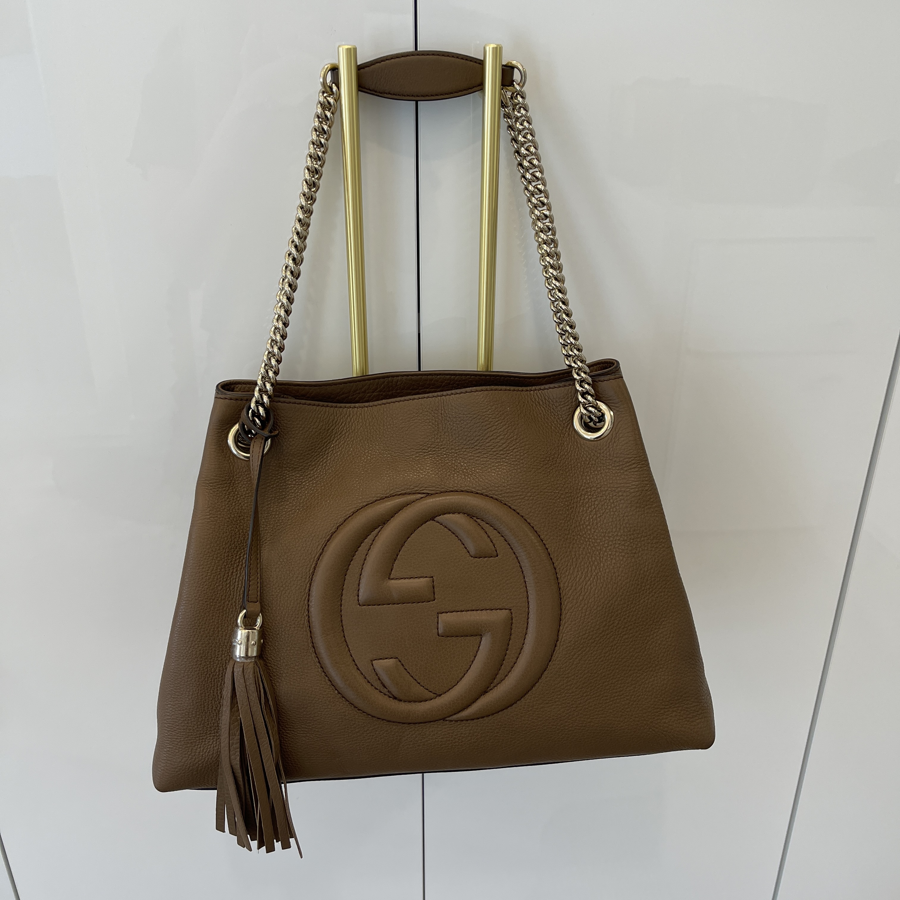 Gucci Soho Shoulder Bag Chain Strap Medium Brown