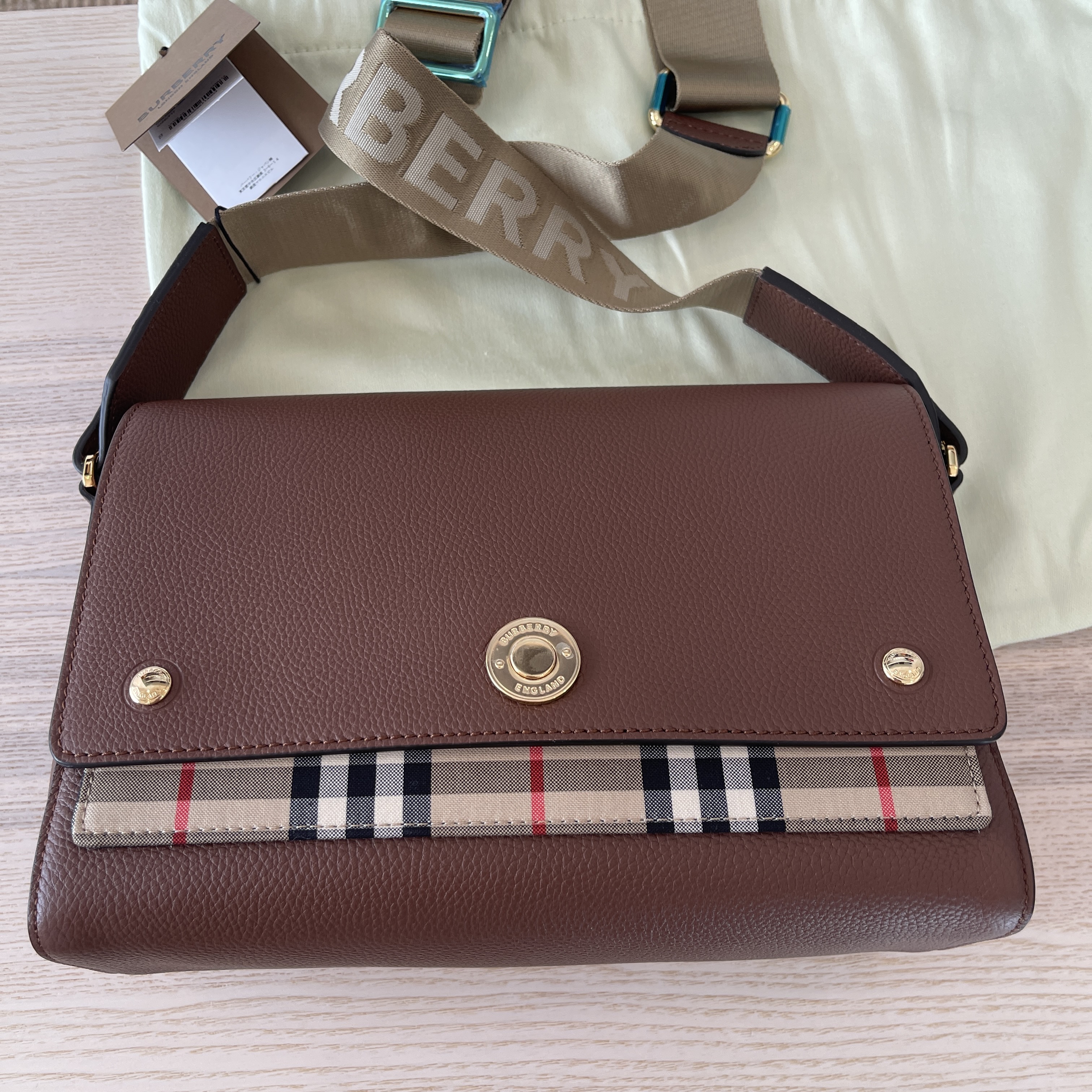 Burberry Vintage Check Note Crossbody Bag in Red