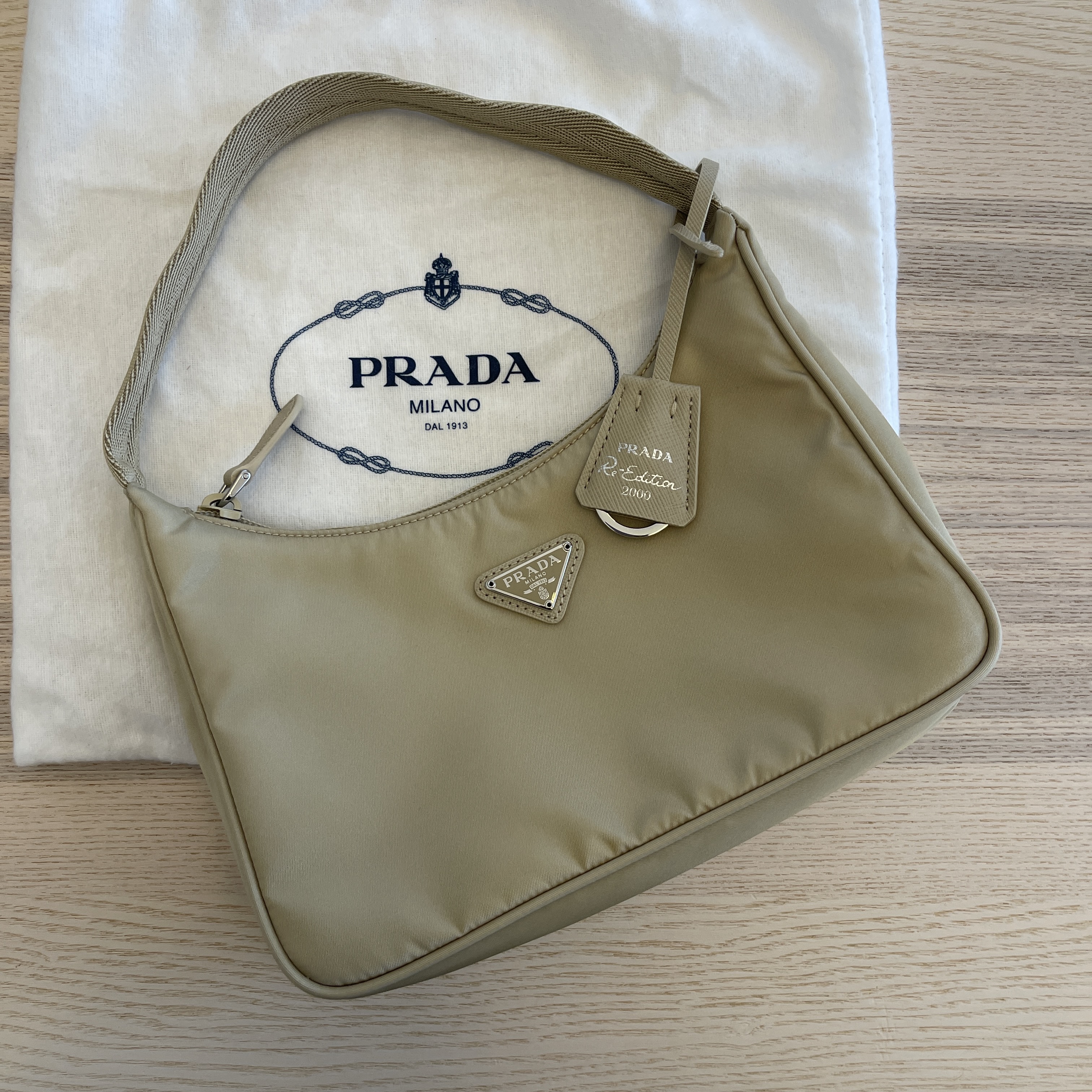 PRADA Tessuto Nylon Mini Re-Edition 2000 Shoulder Bag Cammeo