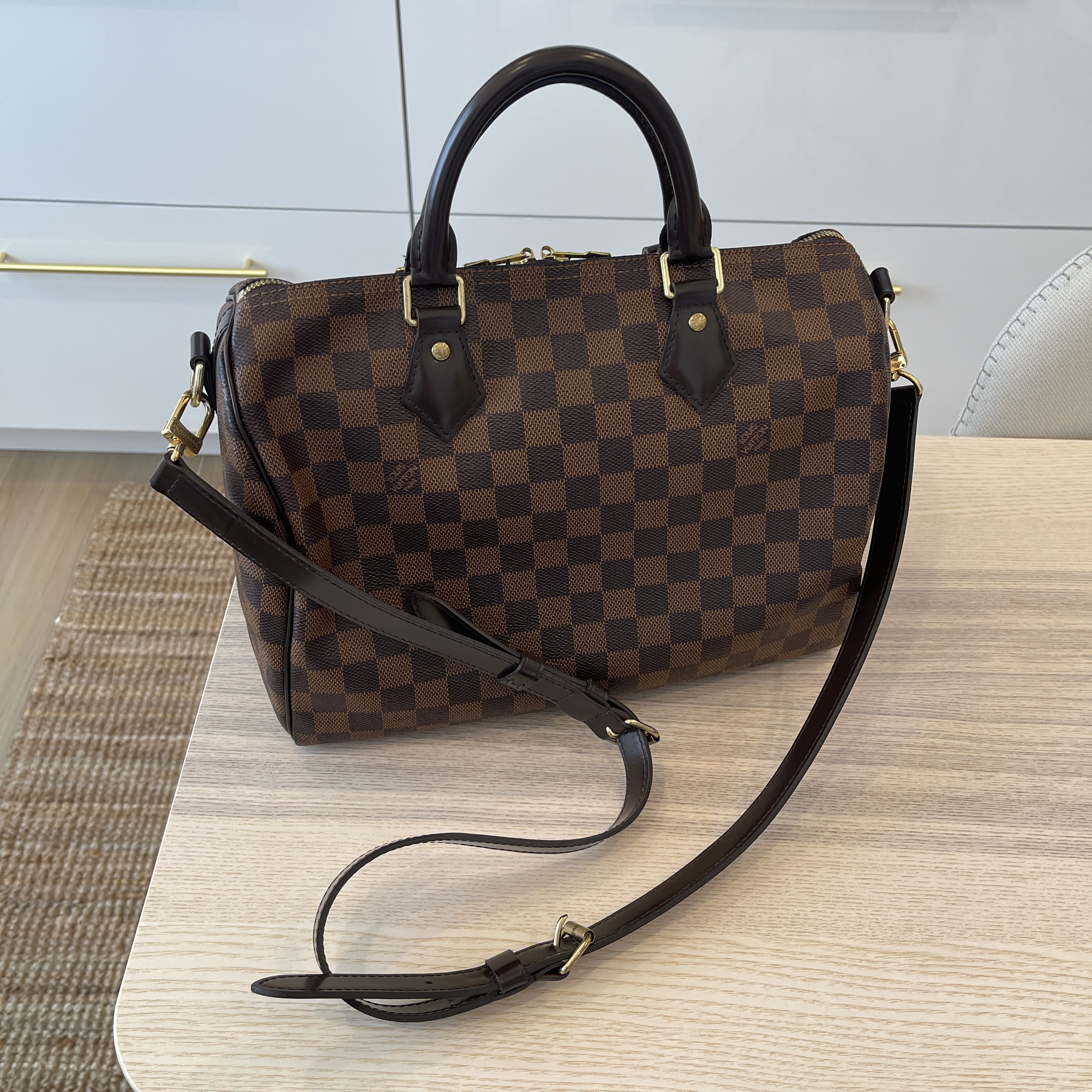 Louis Vuitton Damier Ebene Speedy 30 Boston Bag Leather ref.298000 - Joli  Closet