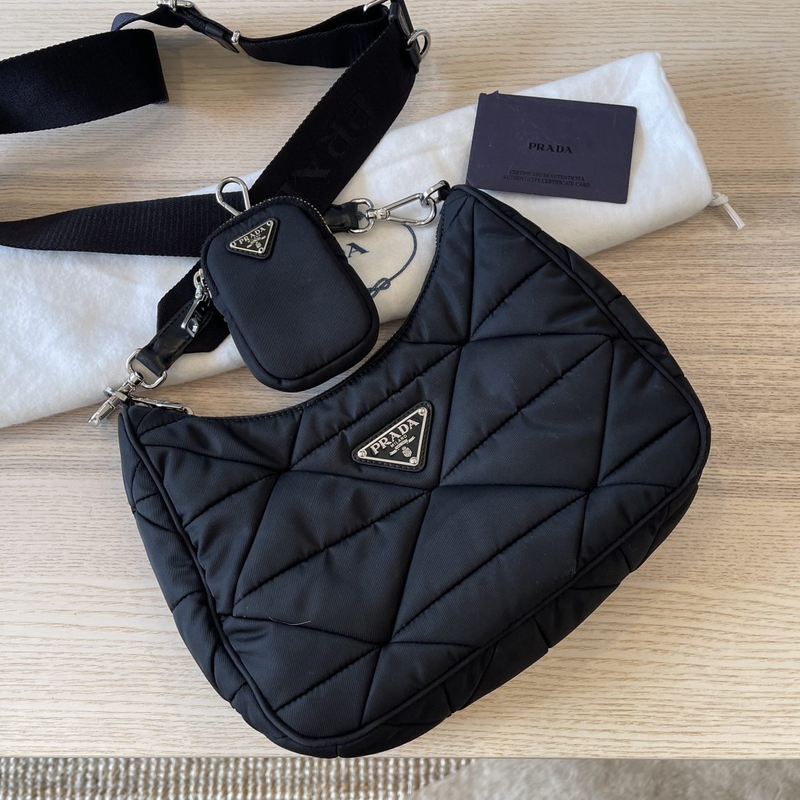 Prada Padded Flap Shoulder Bag Re-Nylon Large Black 1724704