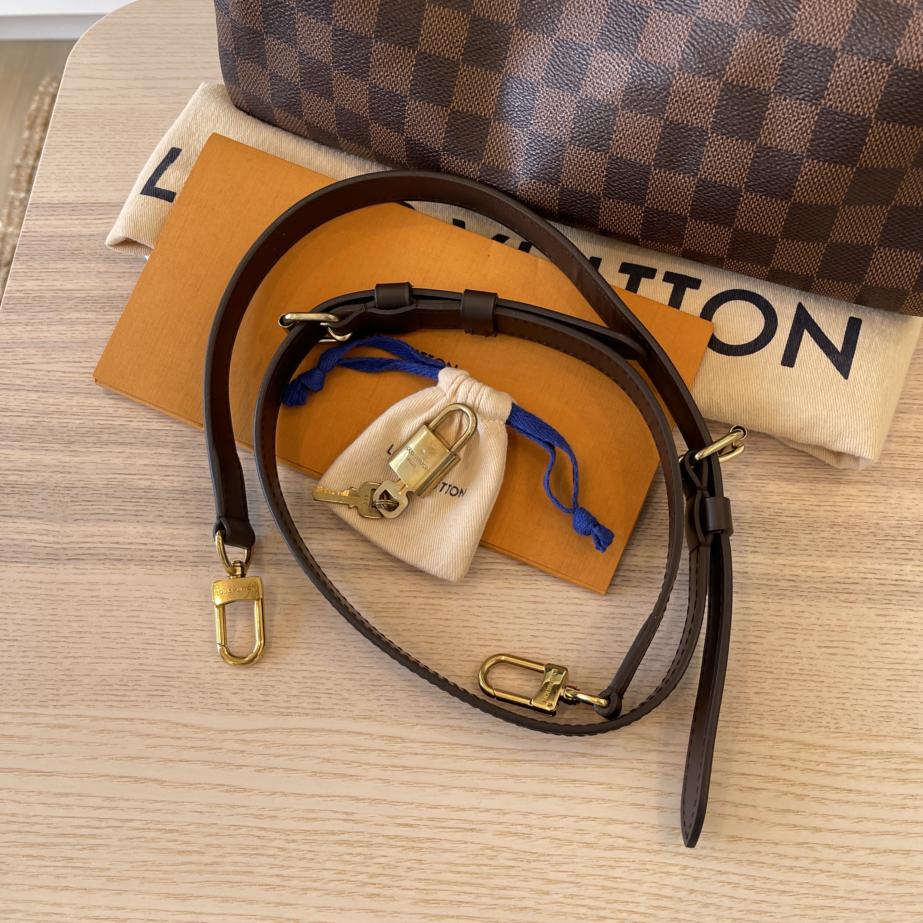 Louis Vuitton Damier Ebene 16MM Adjustable Crossbody Strap - A