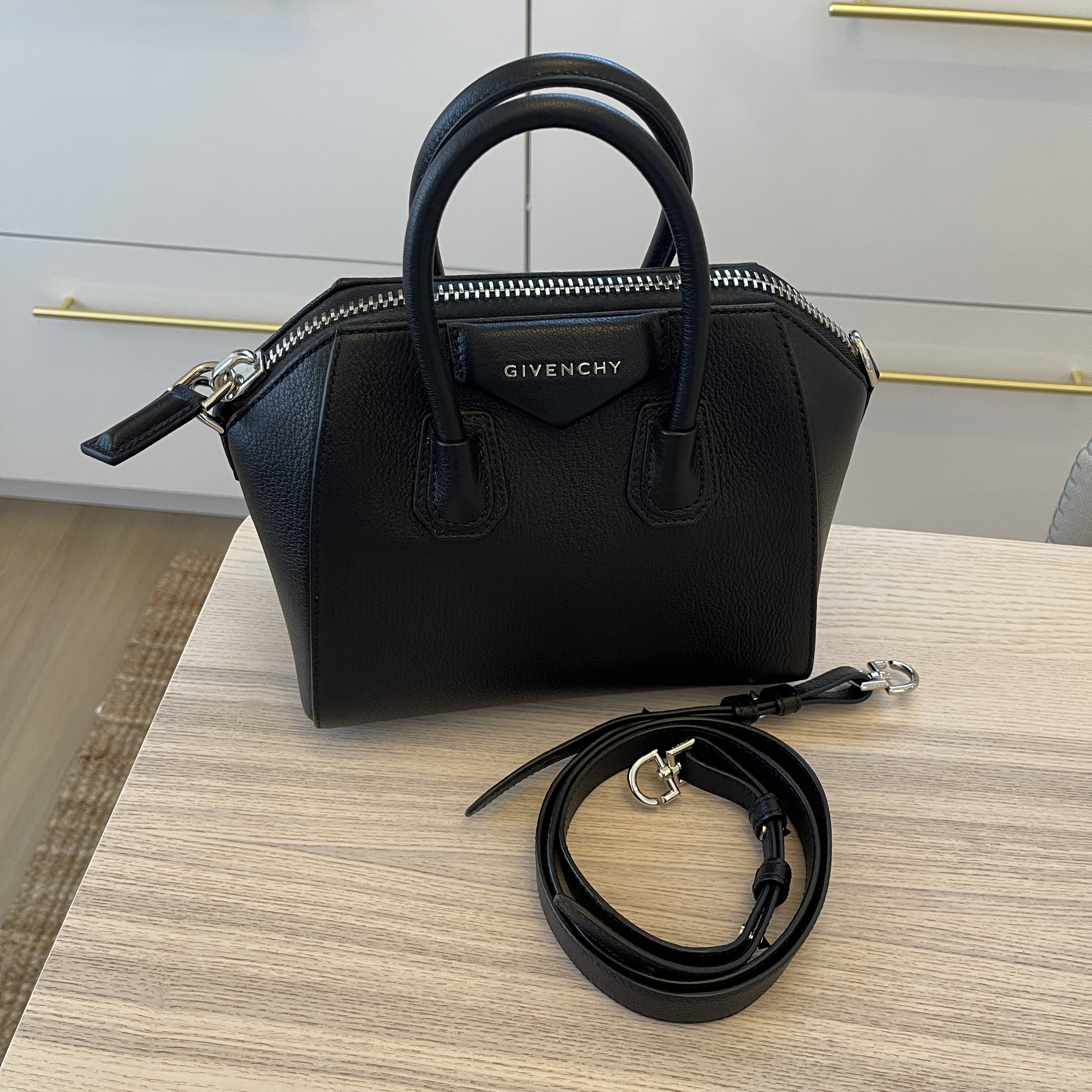 Givenchy Blue Sugar Goatskin Leather Mini Antigona Bag