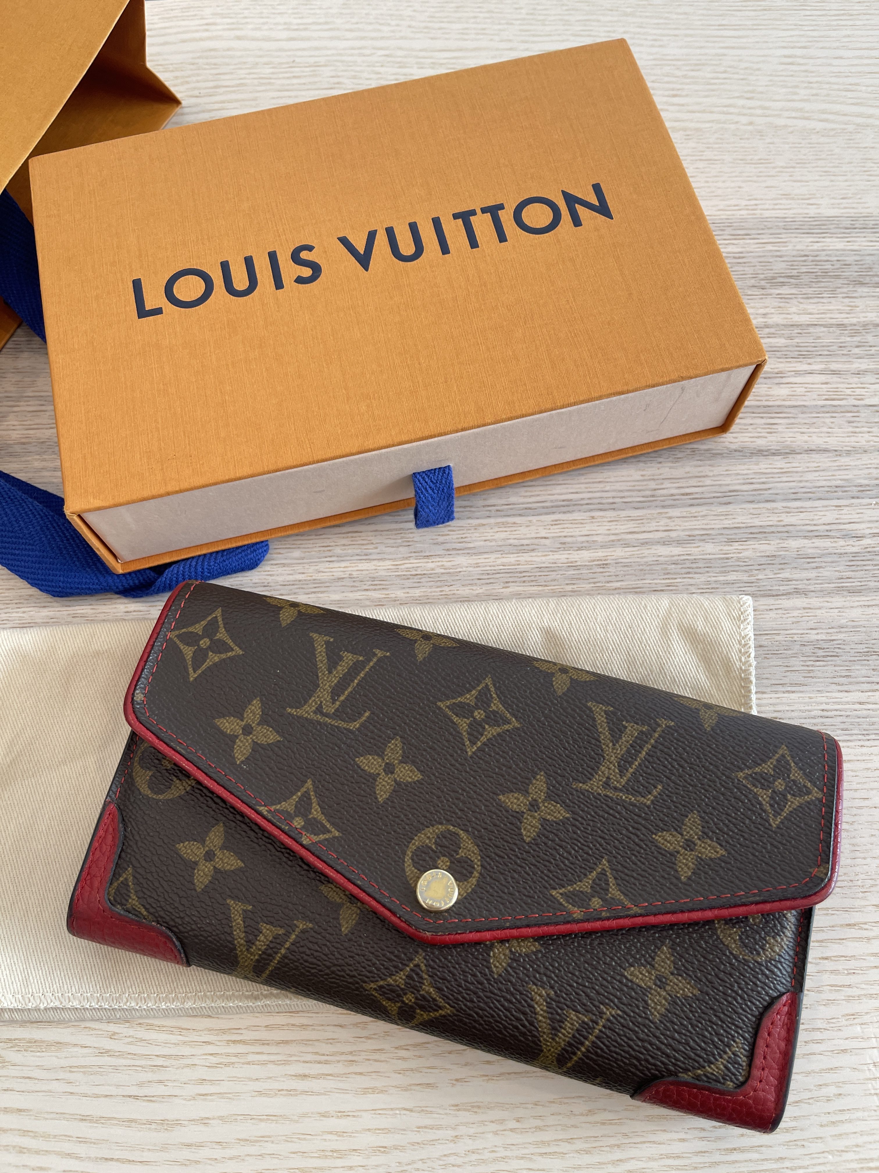 Louis Vuitton Sarah Retiro Monogram Wallet with Cerise Red Trim