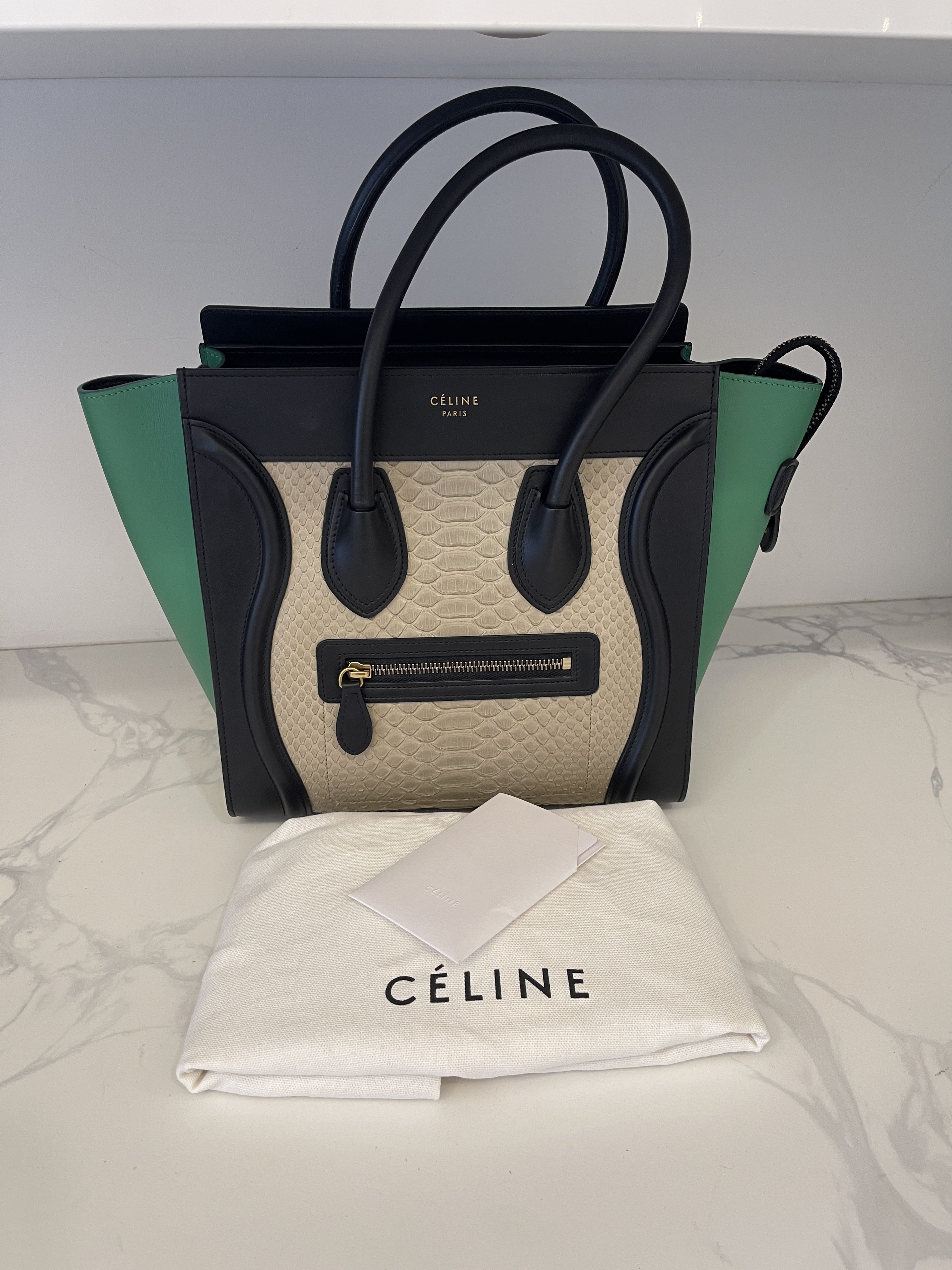 Celine Python Mini Luggage Tote Bag