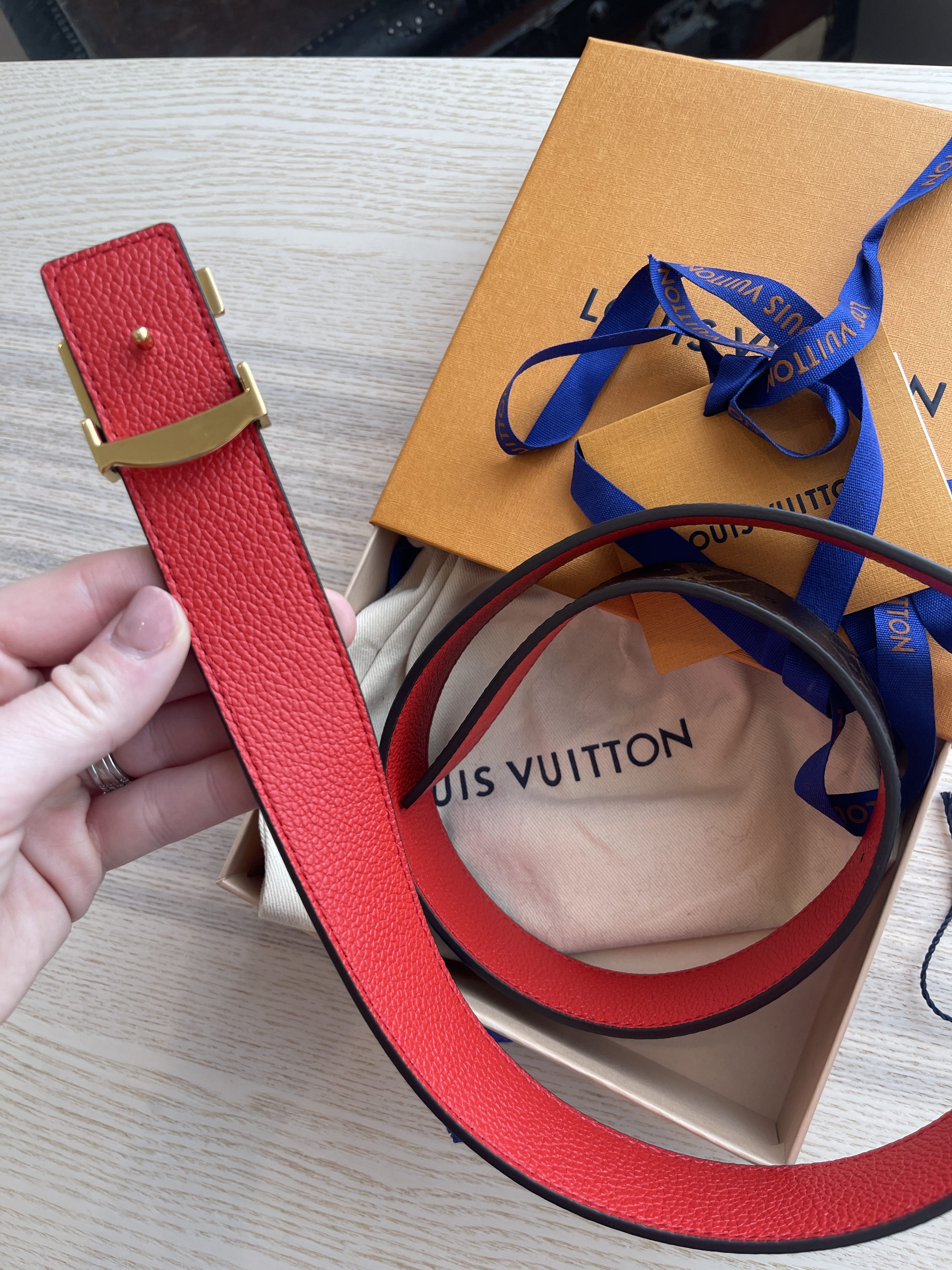 Louis Vuitton LV Iconic Reversible Belt 30MM Red in Canvas with