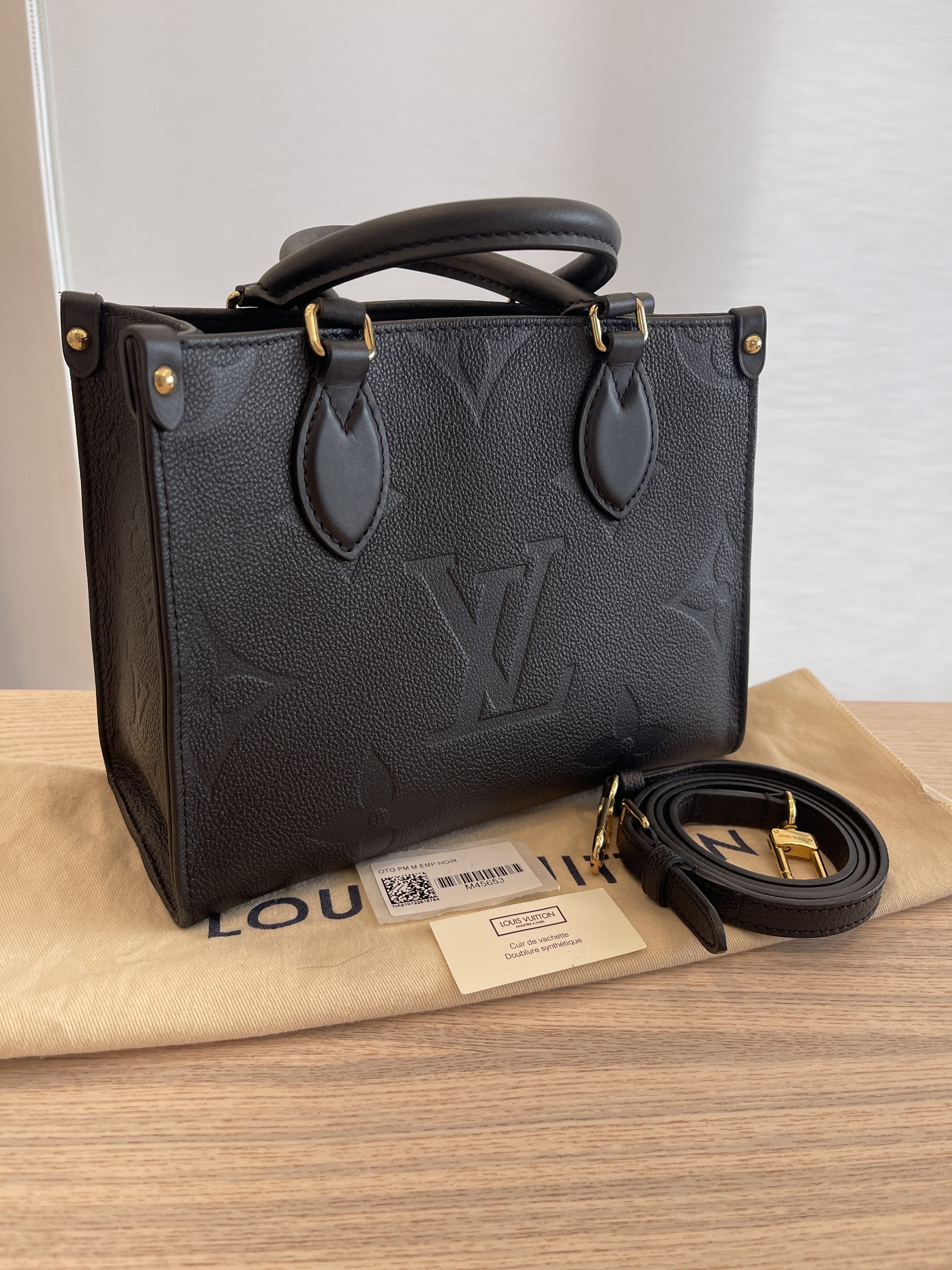 Louis Vuitton Black Giant Monogram Empreinte OnTheGo PM Gold Hardware, 2022 (Like New), Womens Handbag