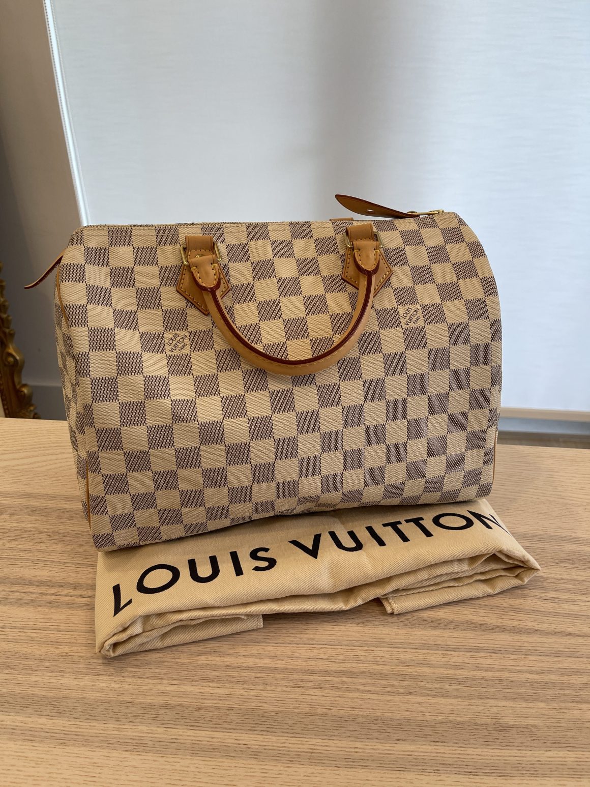 Louis Vuitton Speedy Bandouliere 30 Damier Azur White Canvas Crossbody Bag  Mint  ASA College Florida