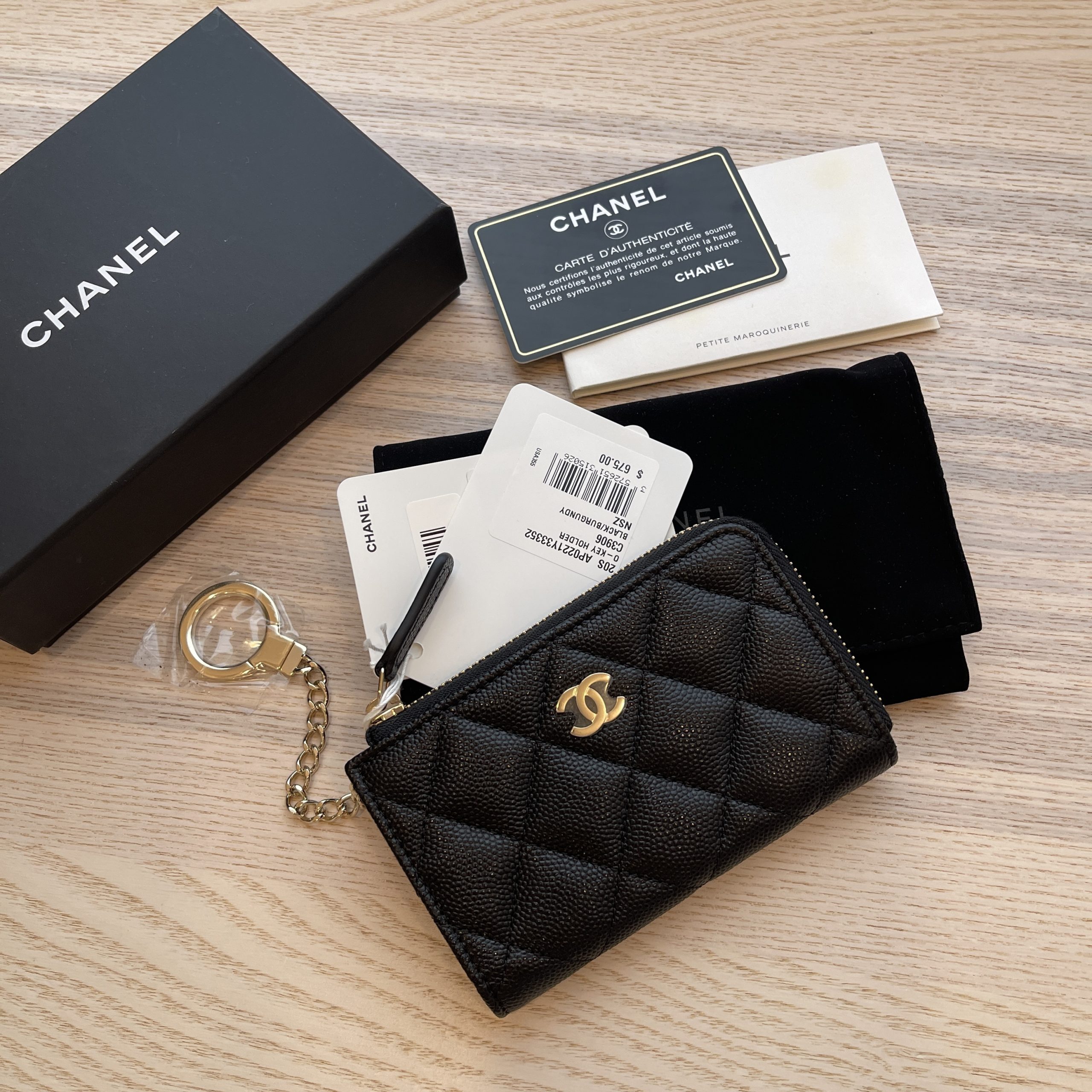 Chanel Caviar Quilted Key Holder Case Black