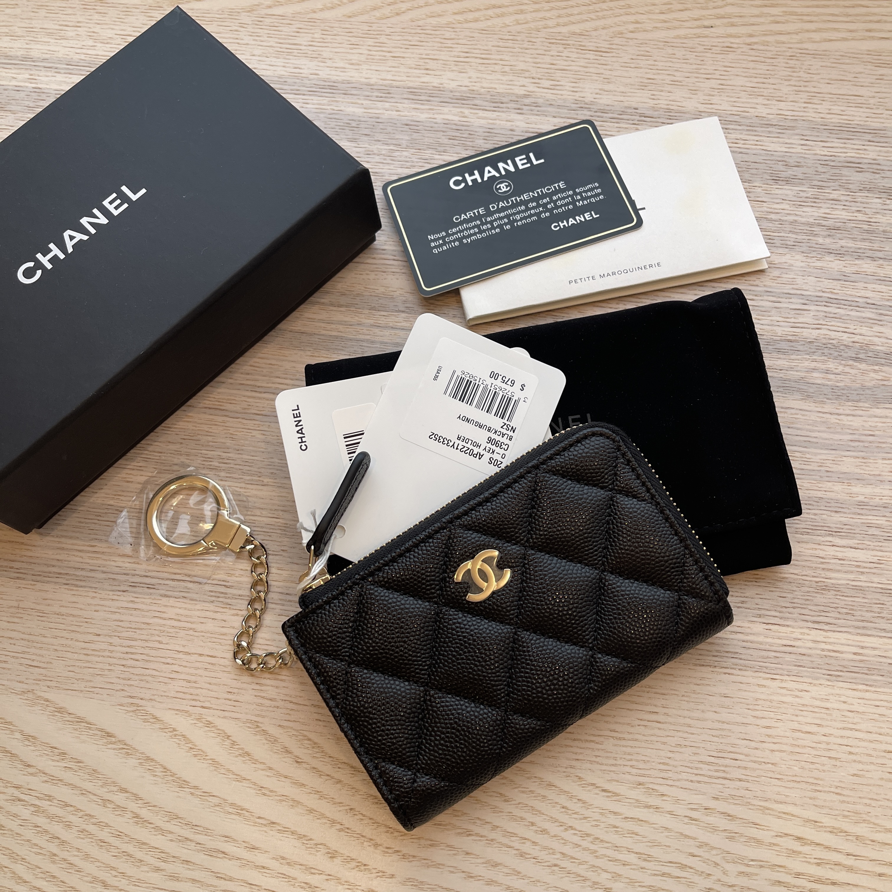 CHANEL Caviar Quilted Classic 4 Key Holder Wallet Black 1261869