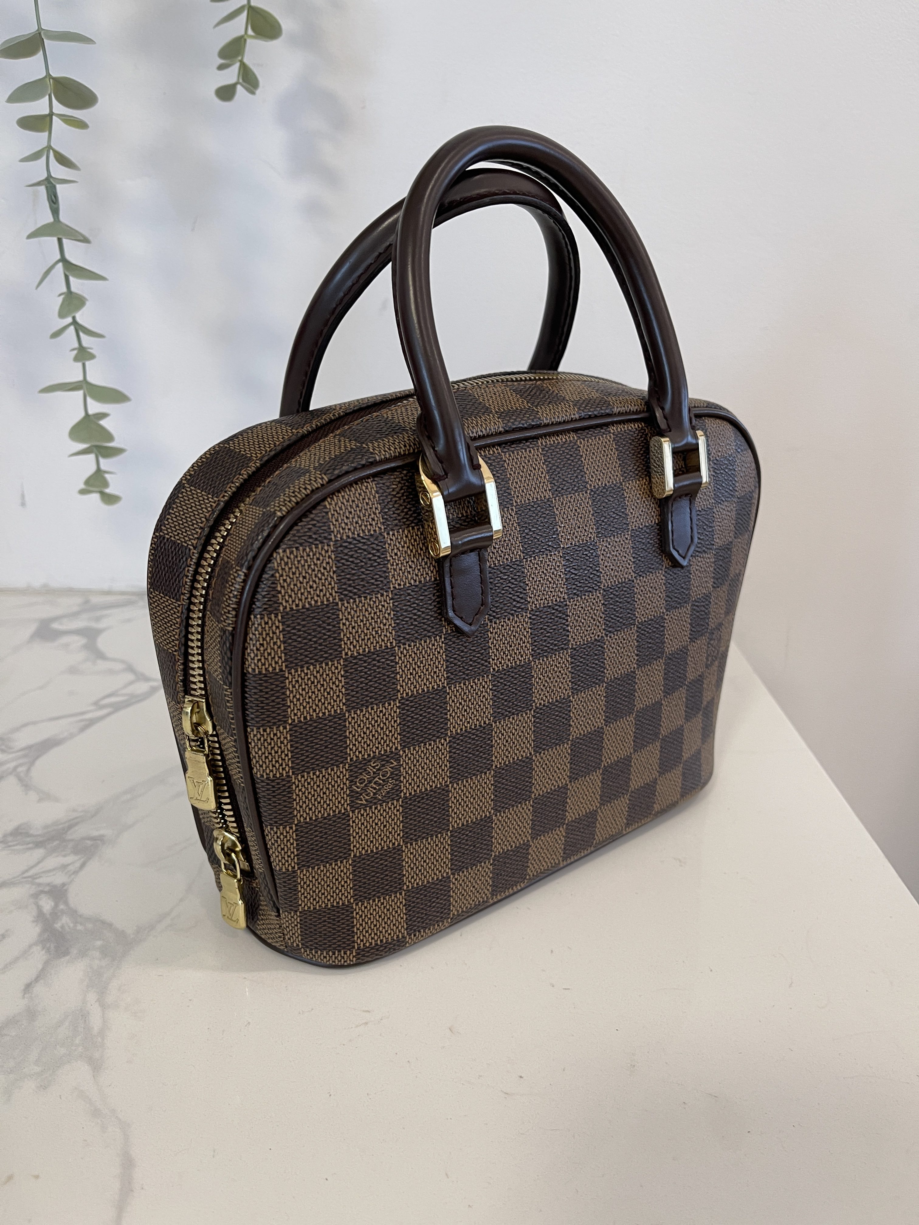 Authentic Louis Vuitton Damier Ebene Sarria Leather Handbag Purse Classic  Check