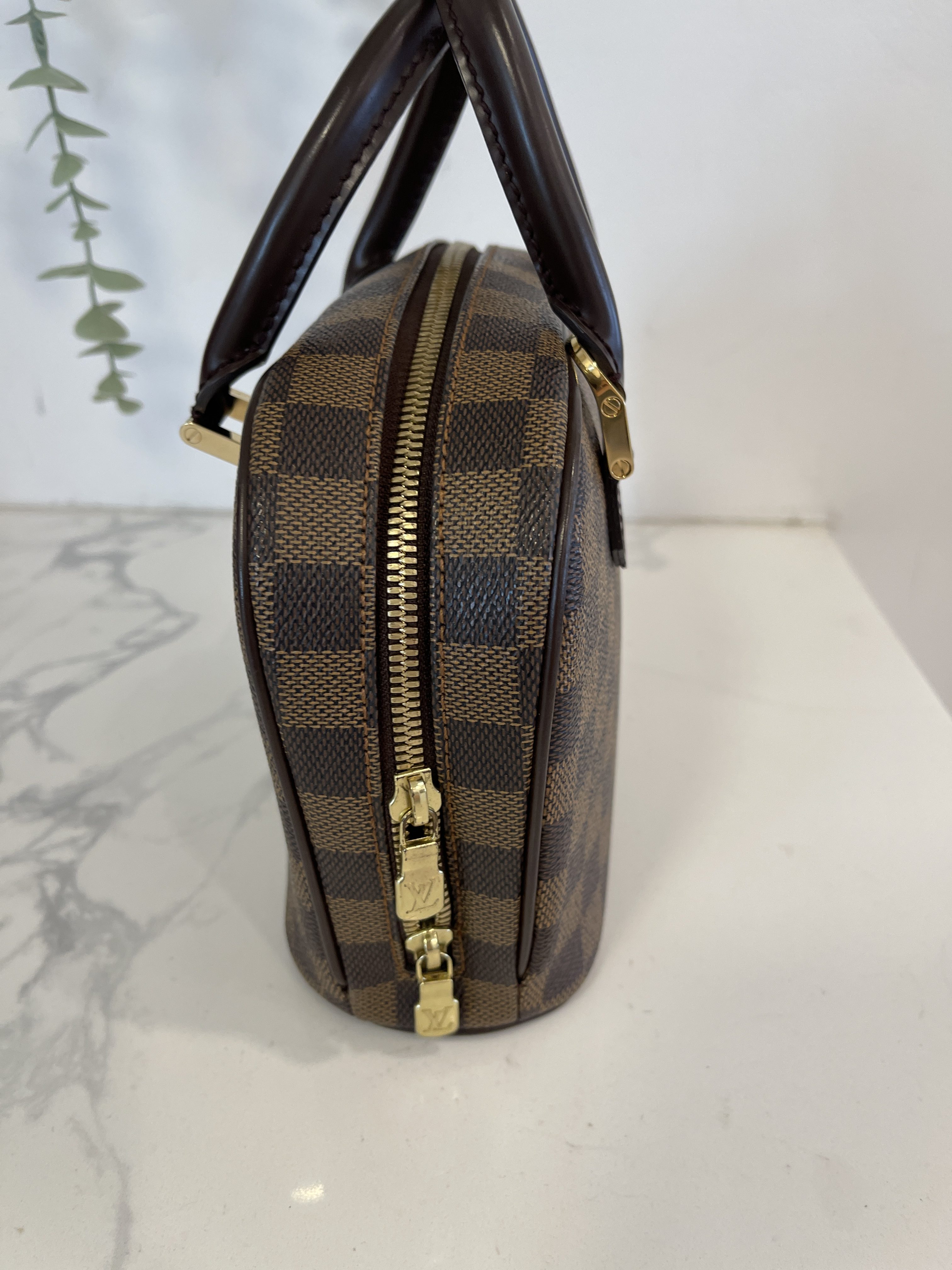 Authentic Louis Vuitton Damier Ebene Canvas Sarria Mini Handbag