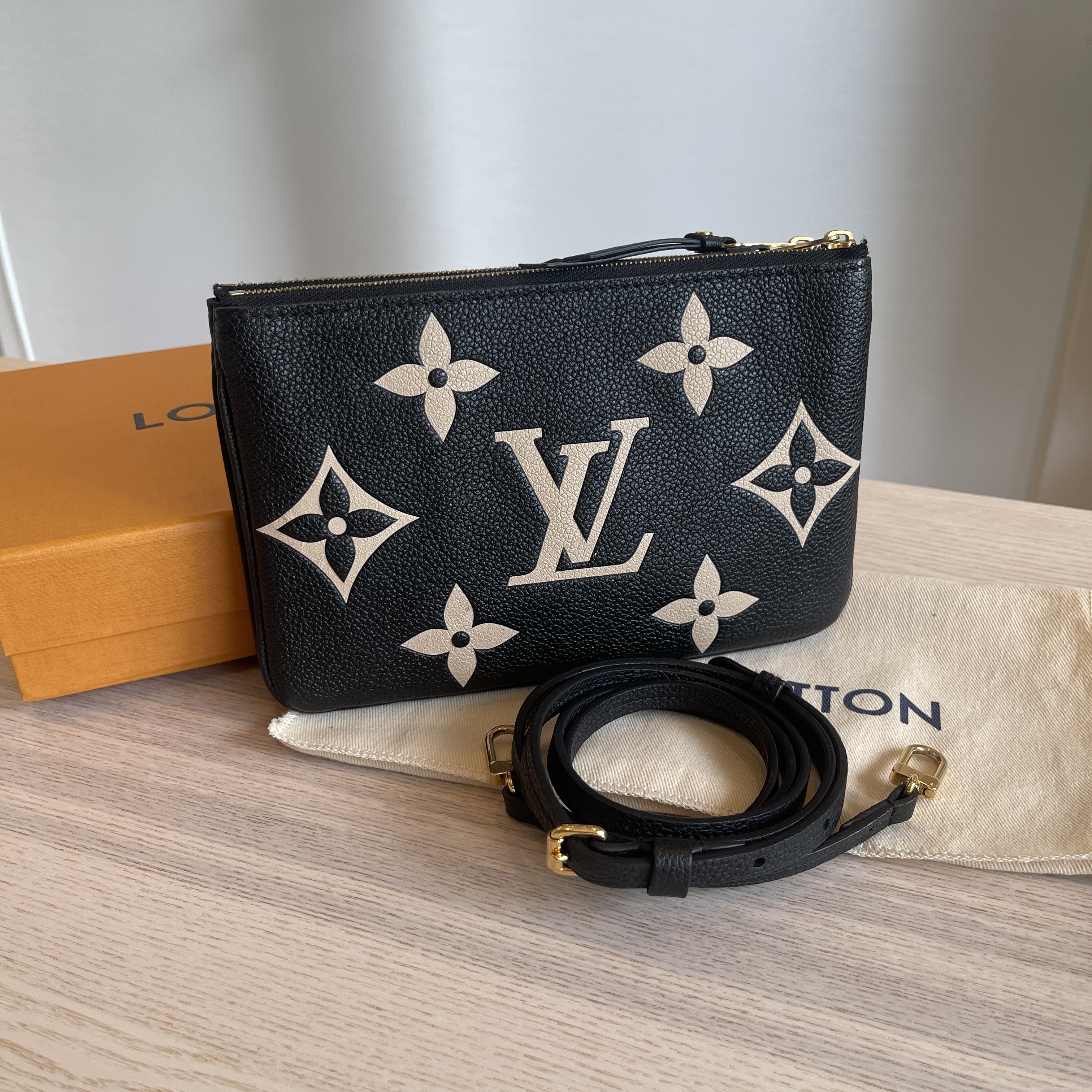 Louis Vuitton Double Zip Pochette Bicolor Monogram Empreinte Black