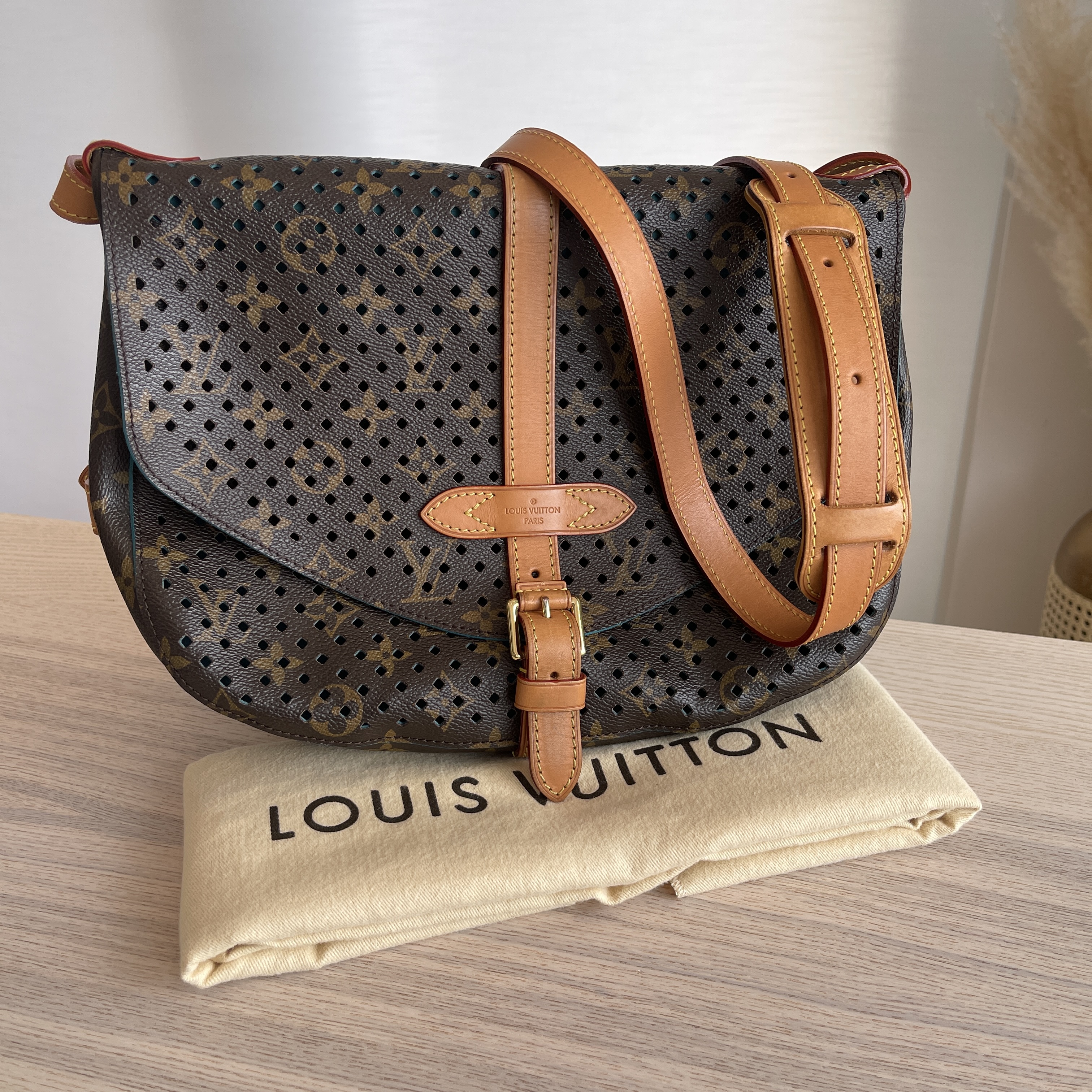 Louis Vuitton Limited Edition Monogram Flore Perforated Saumur Bag
