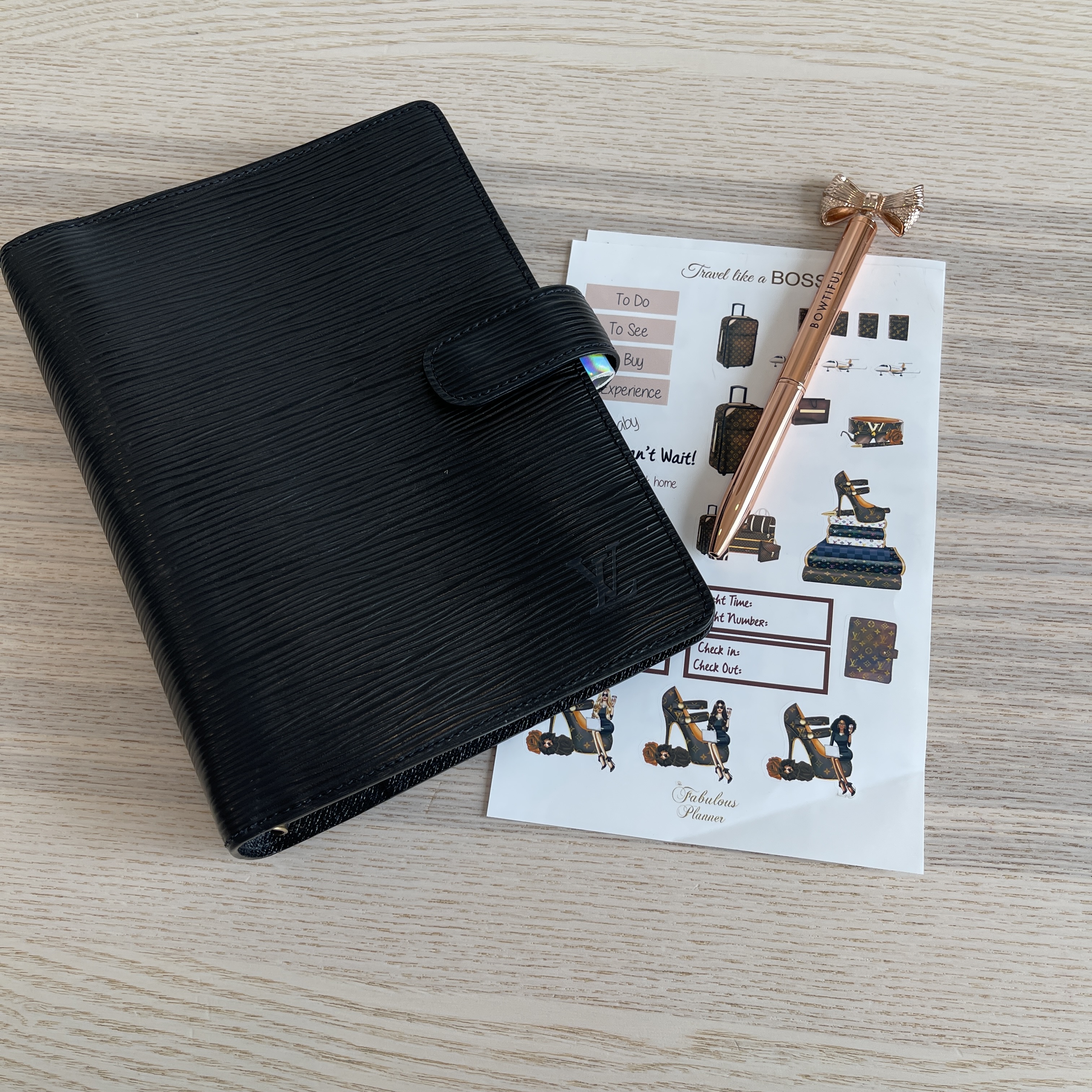 Louis Vuitton Black Leather Agenda MM wallet accessories – Luxe
