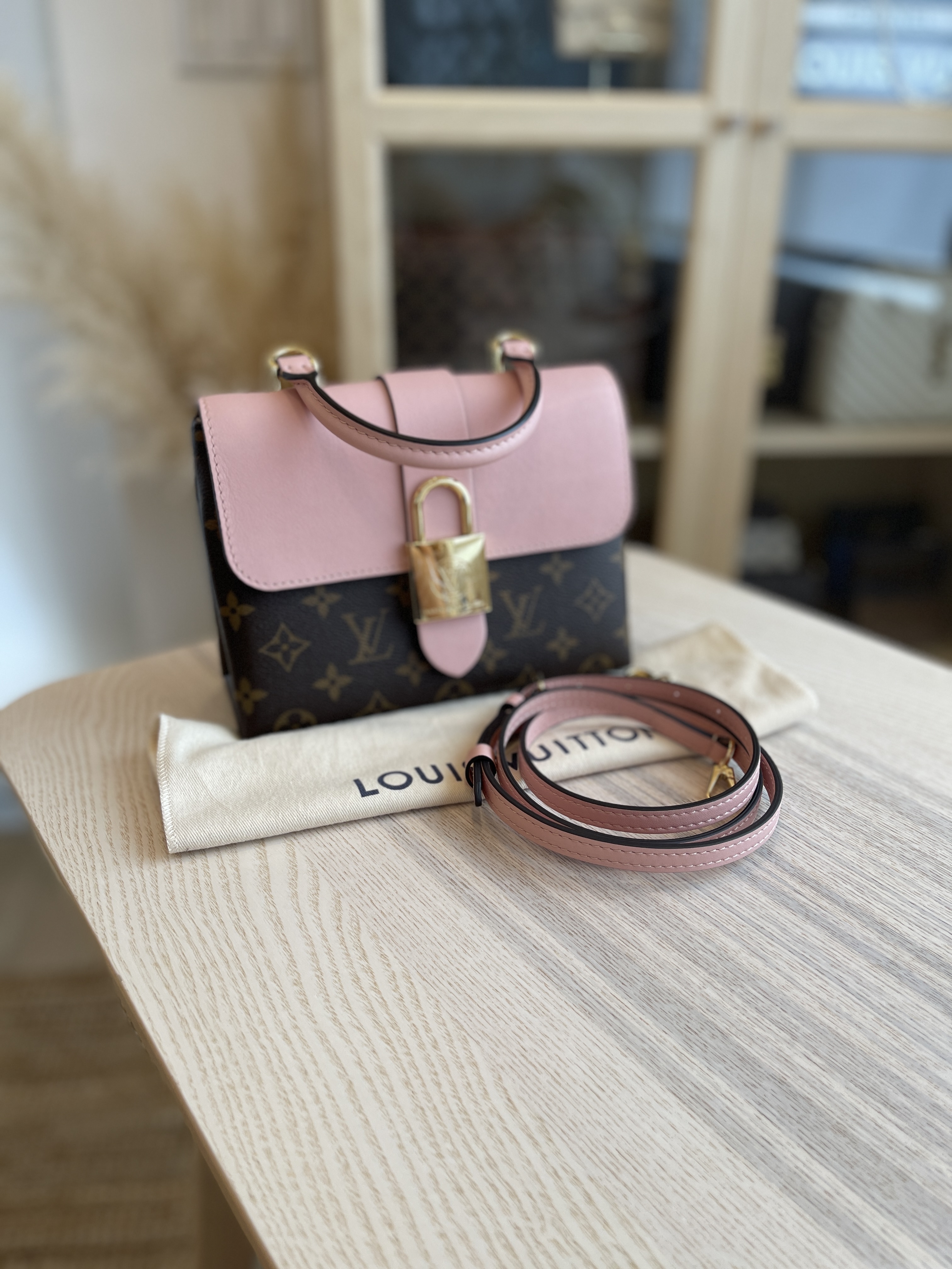 LOUIS VUITTON Monogram Locky BB in Rose Poudre (Pink) Handbag with