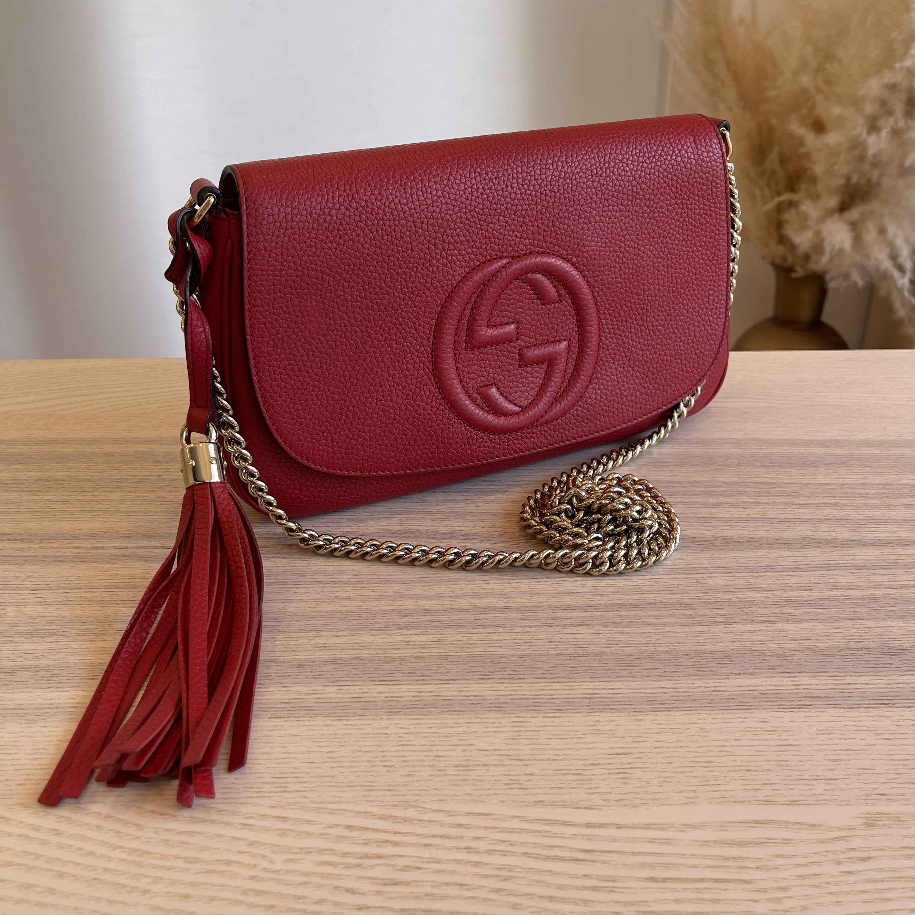 Gucci Disco Soho Red Chain Cross Body Handbag