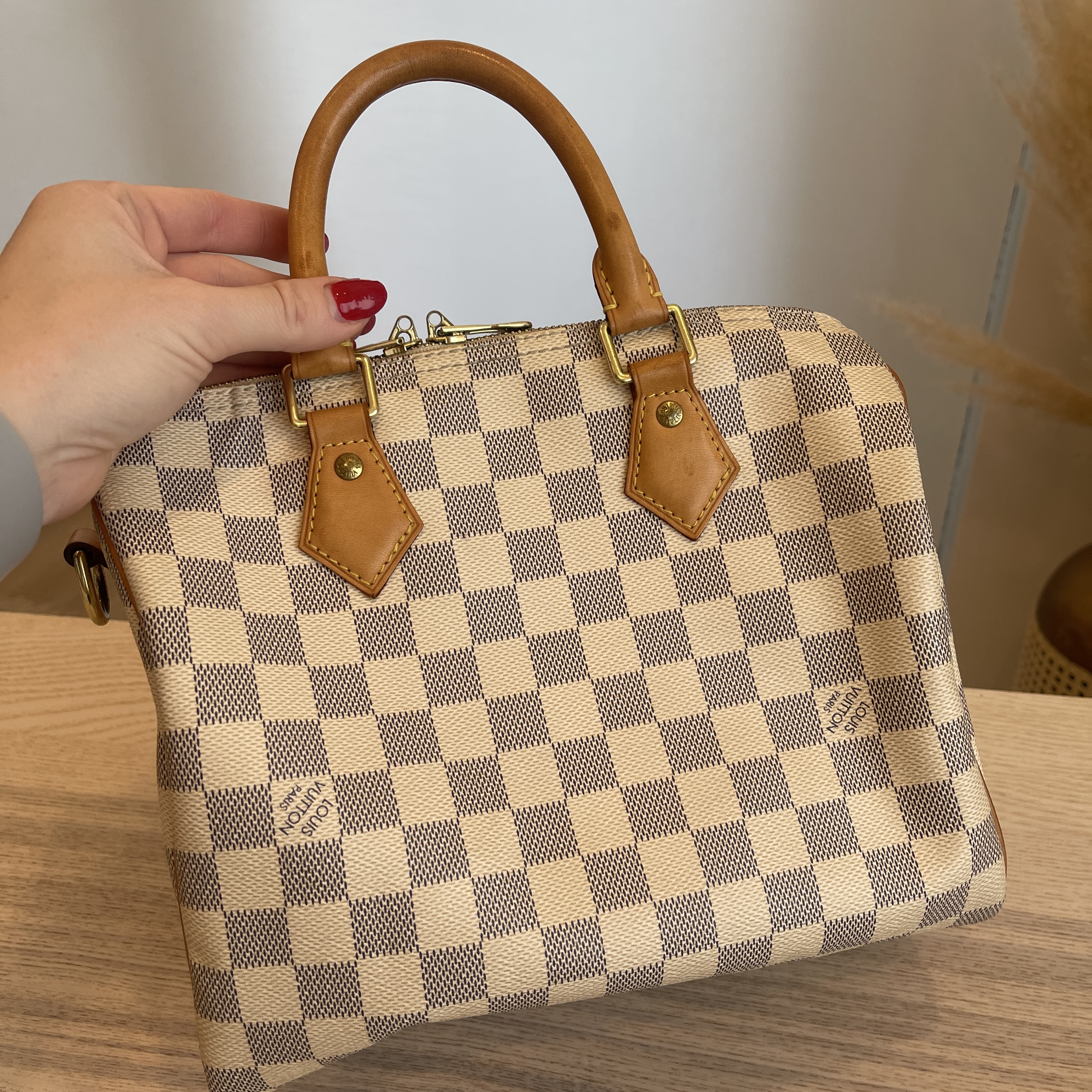 Louis Vuitton LV Hand Bag Speedy 25 White Damier Azur authentic 2019