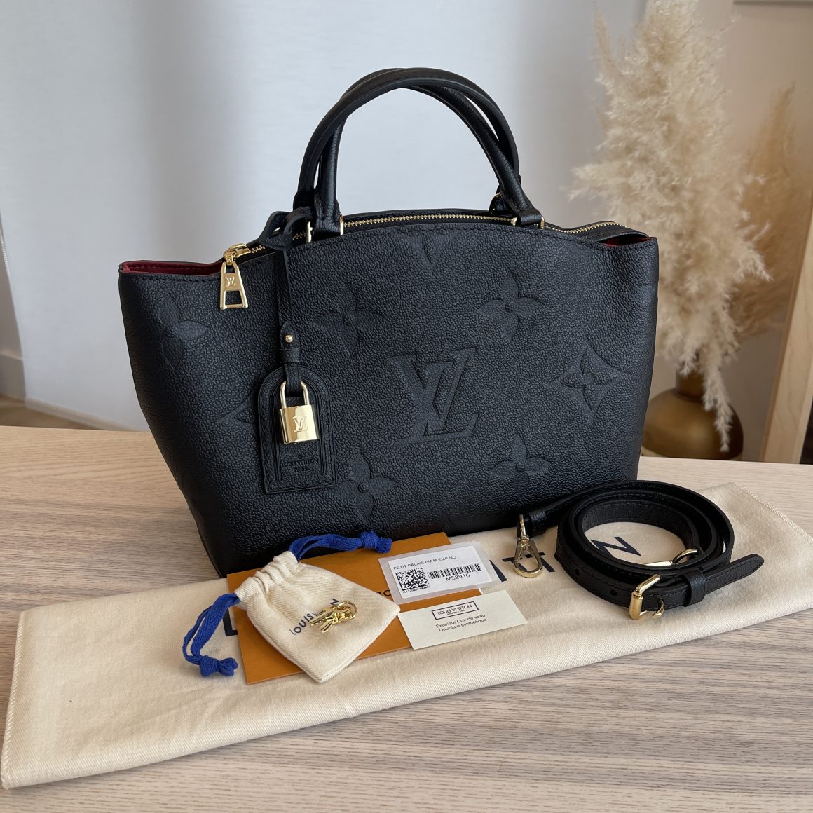 Louis Vuitton Petit Palais Empreinte Leather Black/Beige in Coated