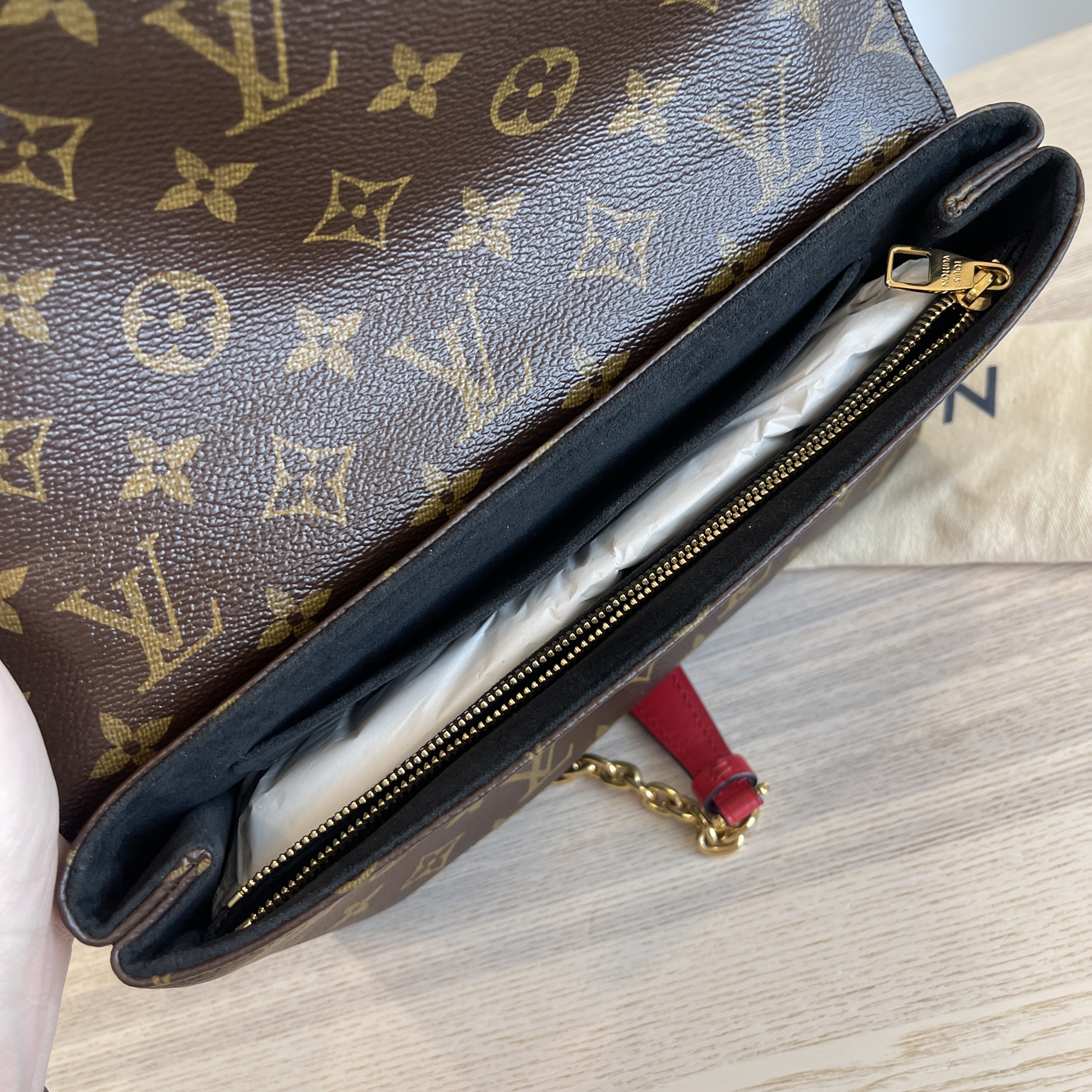 M43714 LV Louis Vuitton Monogram Saint Placide Chain Bag Real Leather  Handbag Black 6704 [LV1379] - $299.00