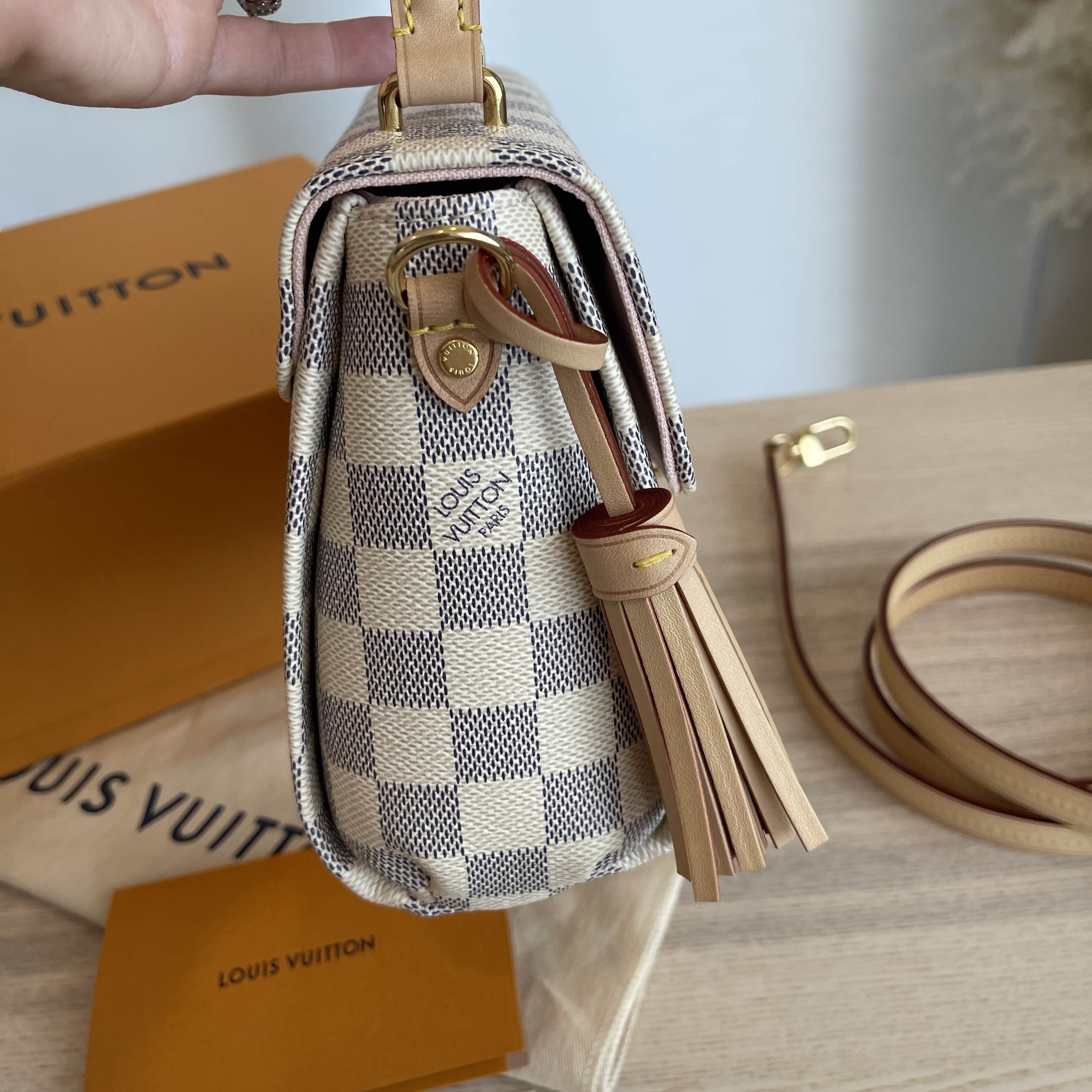 Louis Vuitton LV Croisette damier azur Beige Leather ref.503980