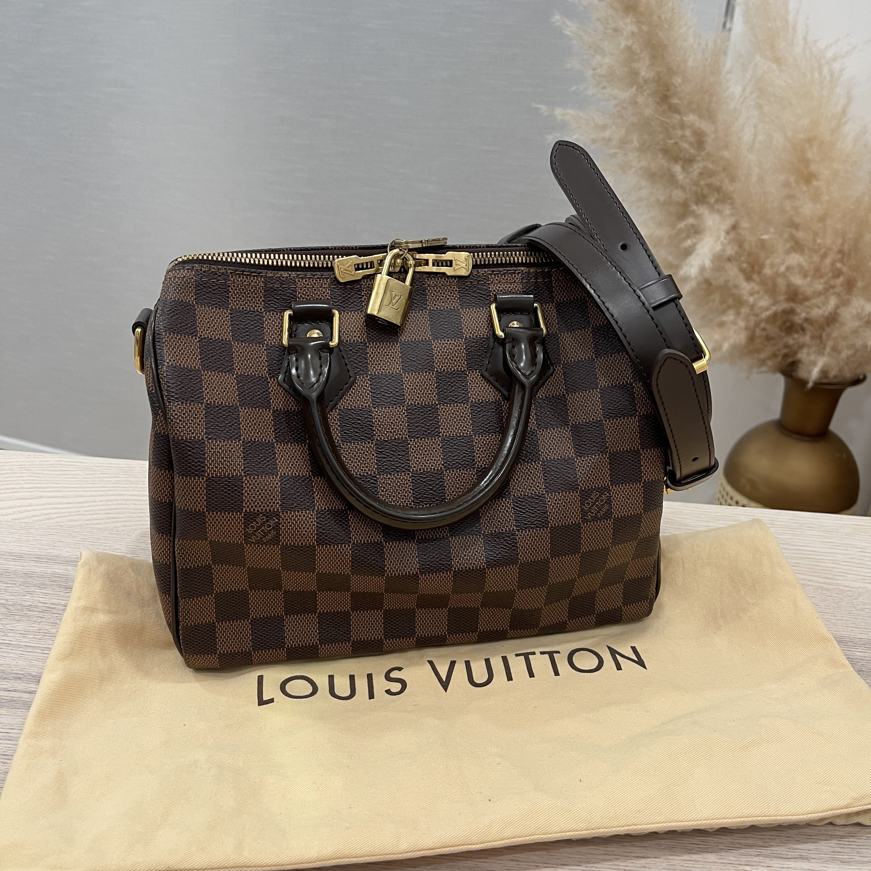 Louis Vuitton Speedy Bandouliere 25 damier ebene Brown Gold