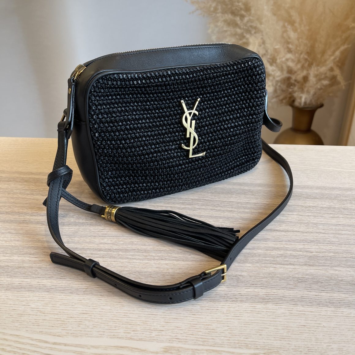 Saint laurent discount lou raffia bag