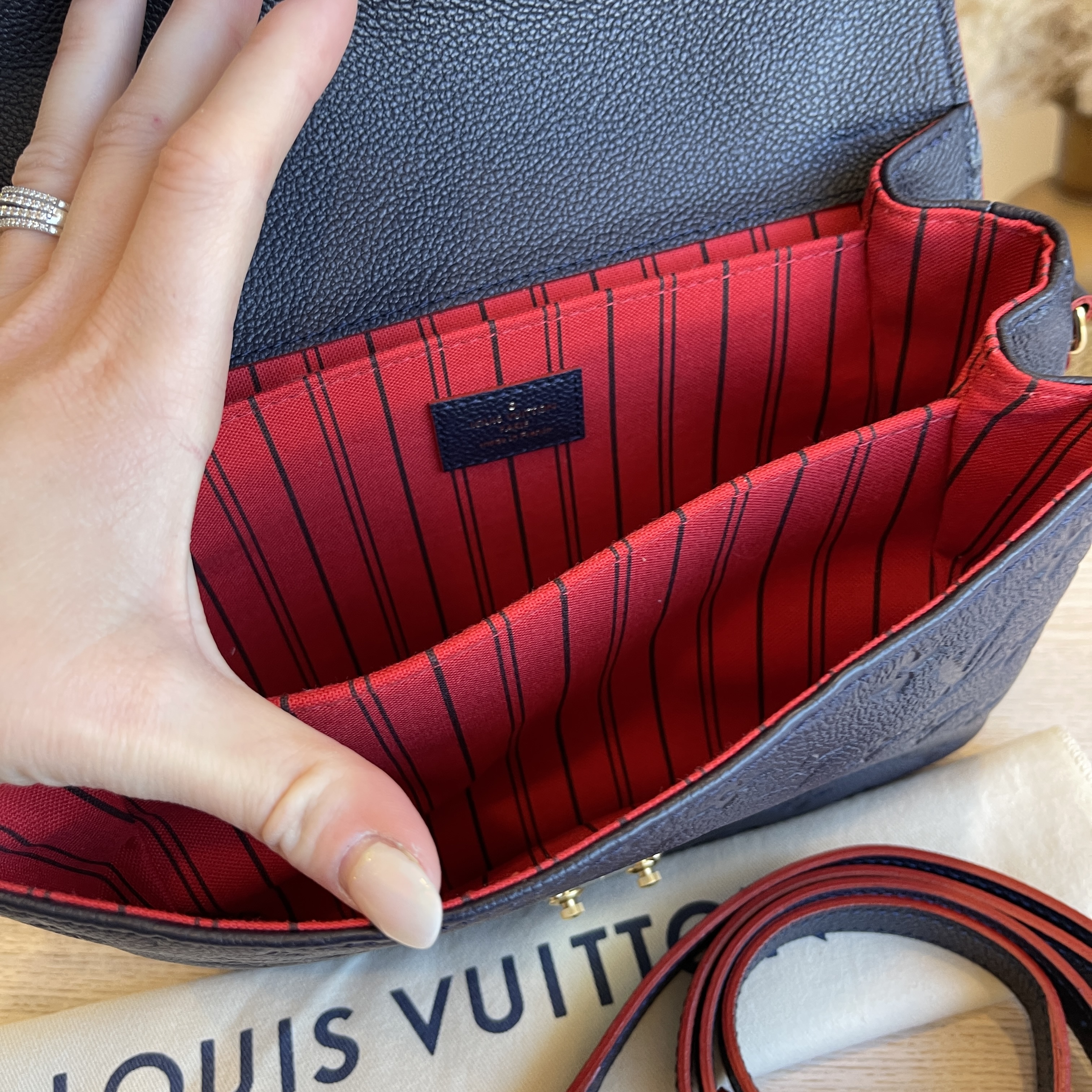 Louis Vuitton Marine Rouge Monogram Empreinte Leather Félicie Pochette, myGemma