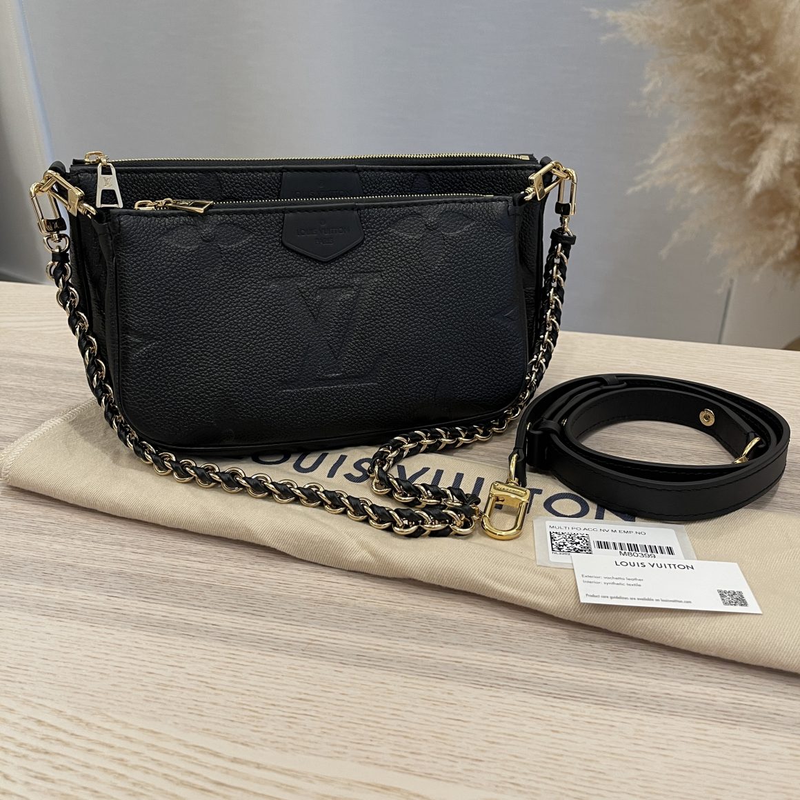 Auth Louis Vuitton Monogram Empreinte Multi Pochette Accessoires M80399  Noir