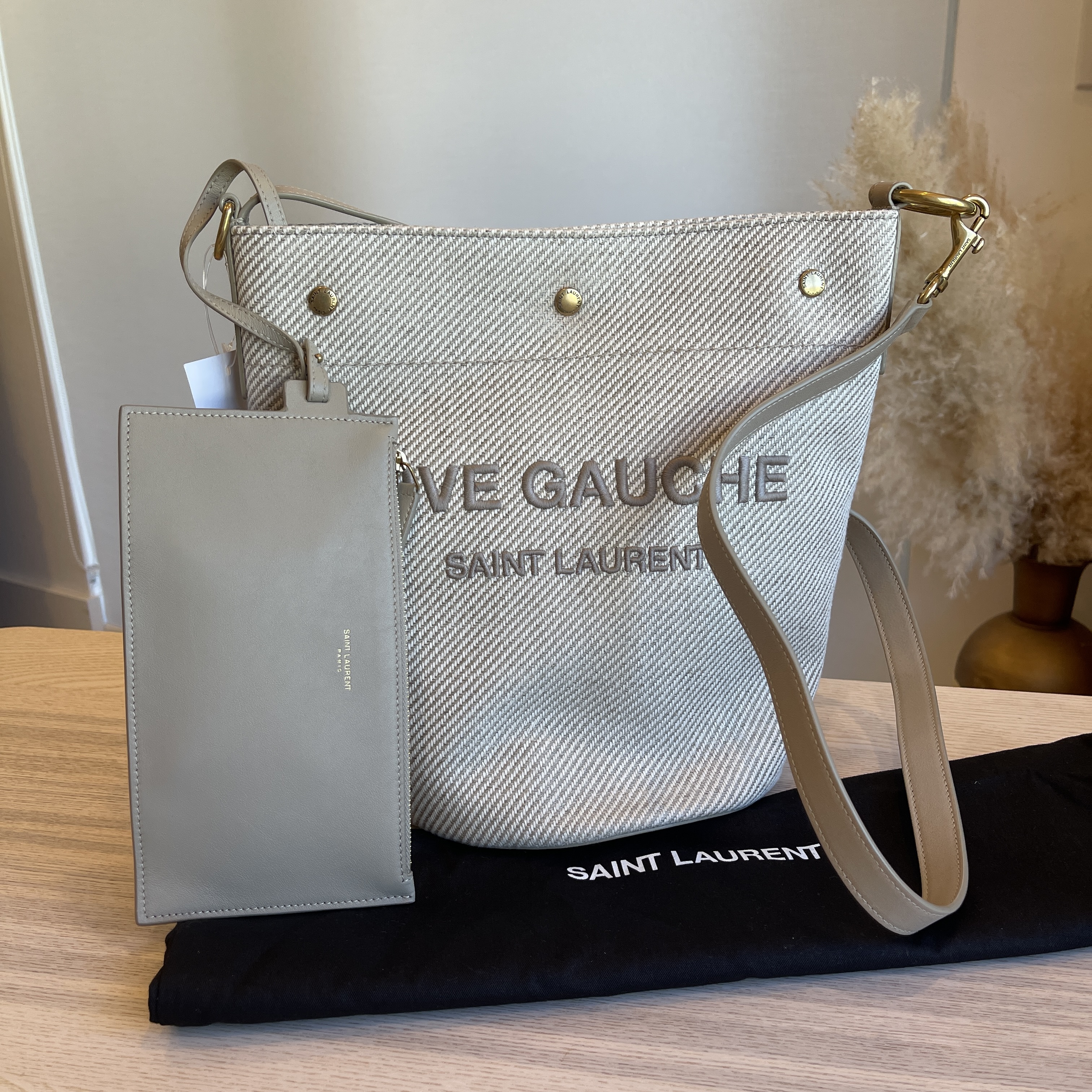 The Saint Laurent Rive Gauche bucket bag is an amazing everyday
