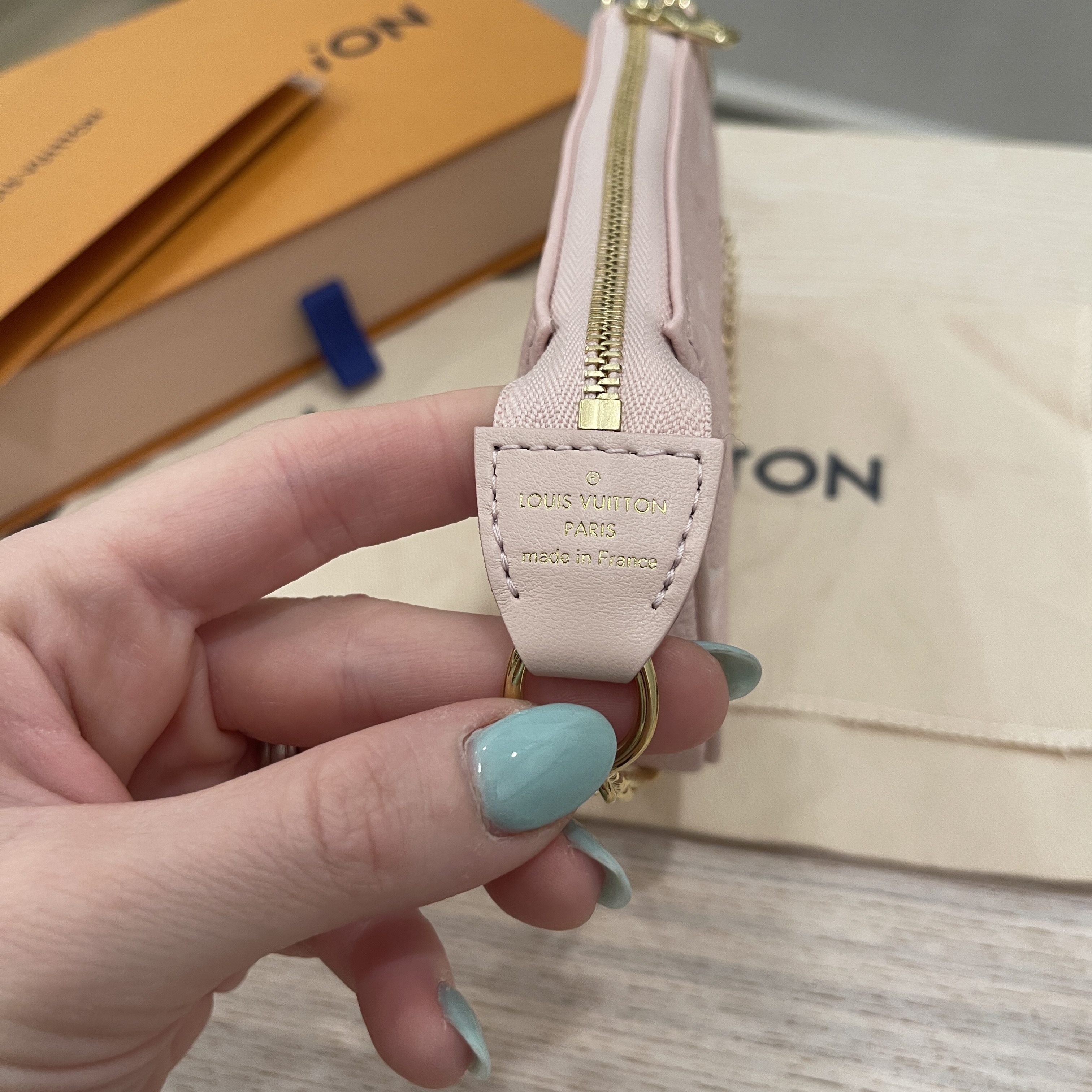 Louis Vuitton Key Pouch Monogram Empreinte Giant Broderies Pink