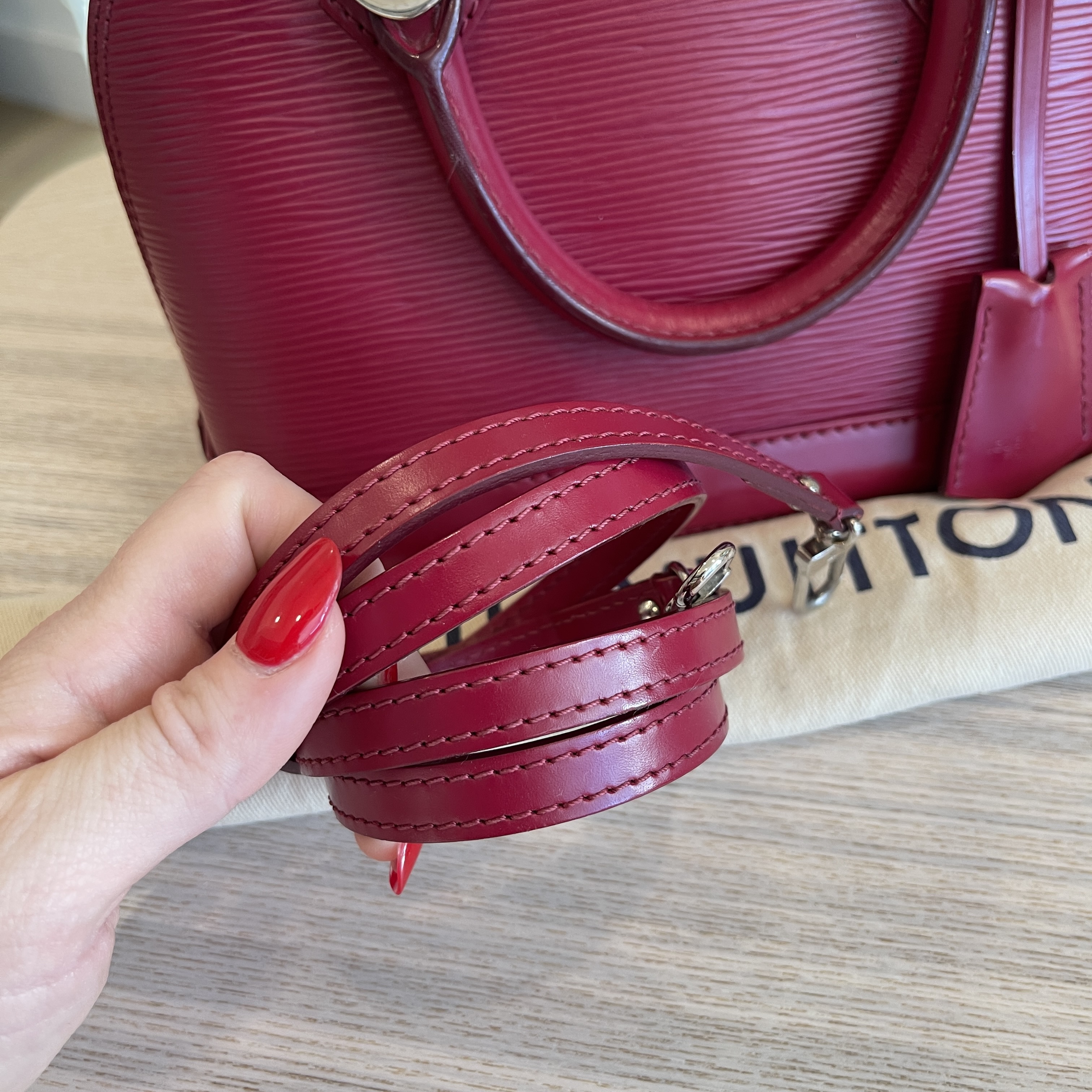 Louis Vuitton Fuchsia Epi Leather Nano Alma Bag at 1stDibs