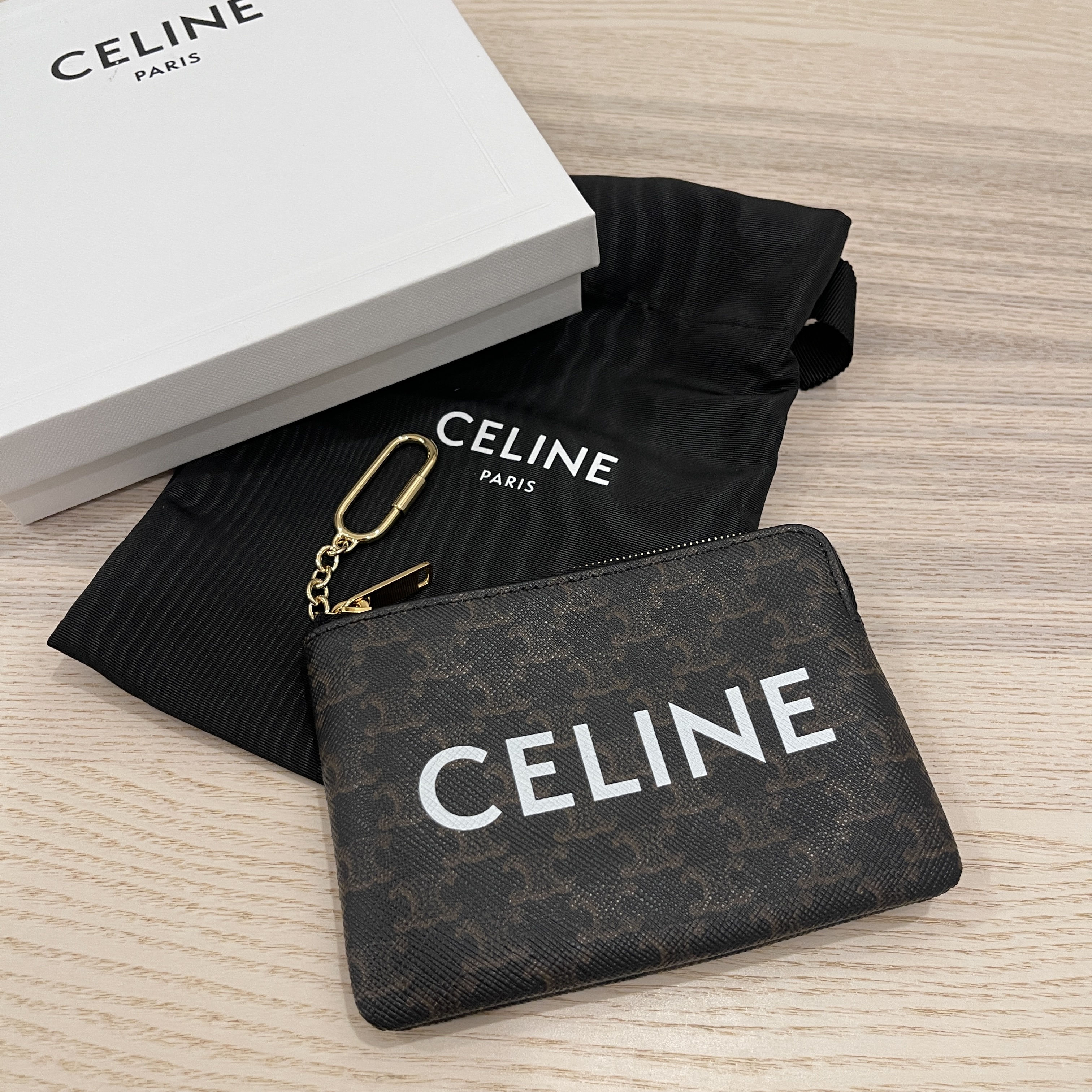 CELINE PHONE POUCH IN TRIOMPHE CANVAS