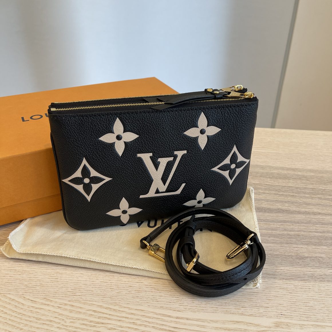 Louis Vuitton Double Zip Pochette Bicolor Monogram Empreinte Giant at  1stDibs