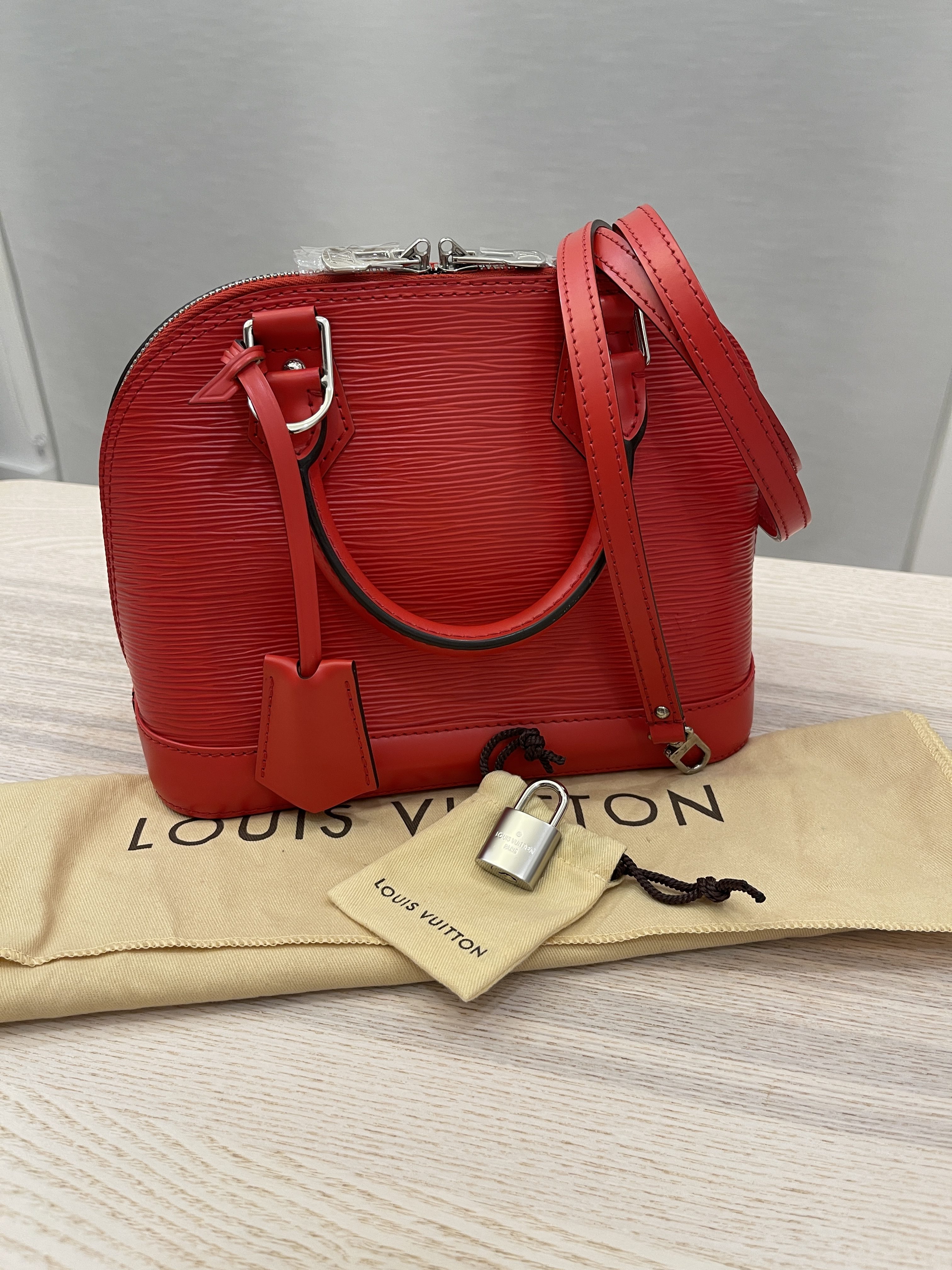 Louis Vuitton Alma Bb EPI Coquelicot Shoulder Bag
