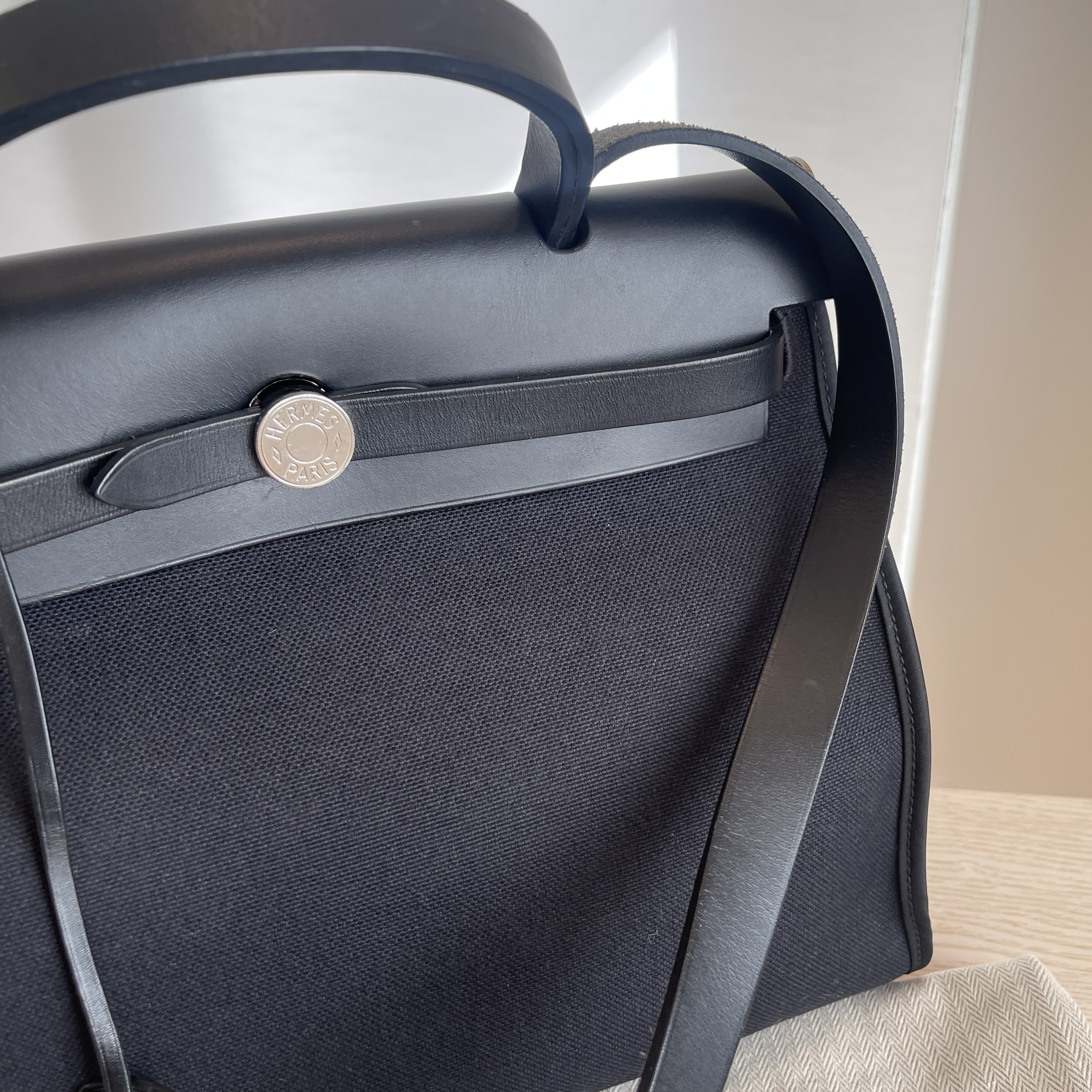 Hermès Herbag Backpack Toile / Vache Hunter Ebene