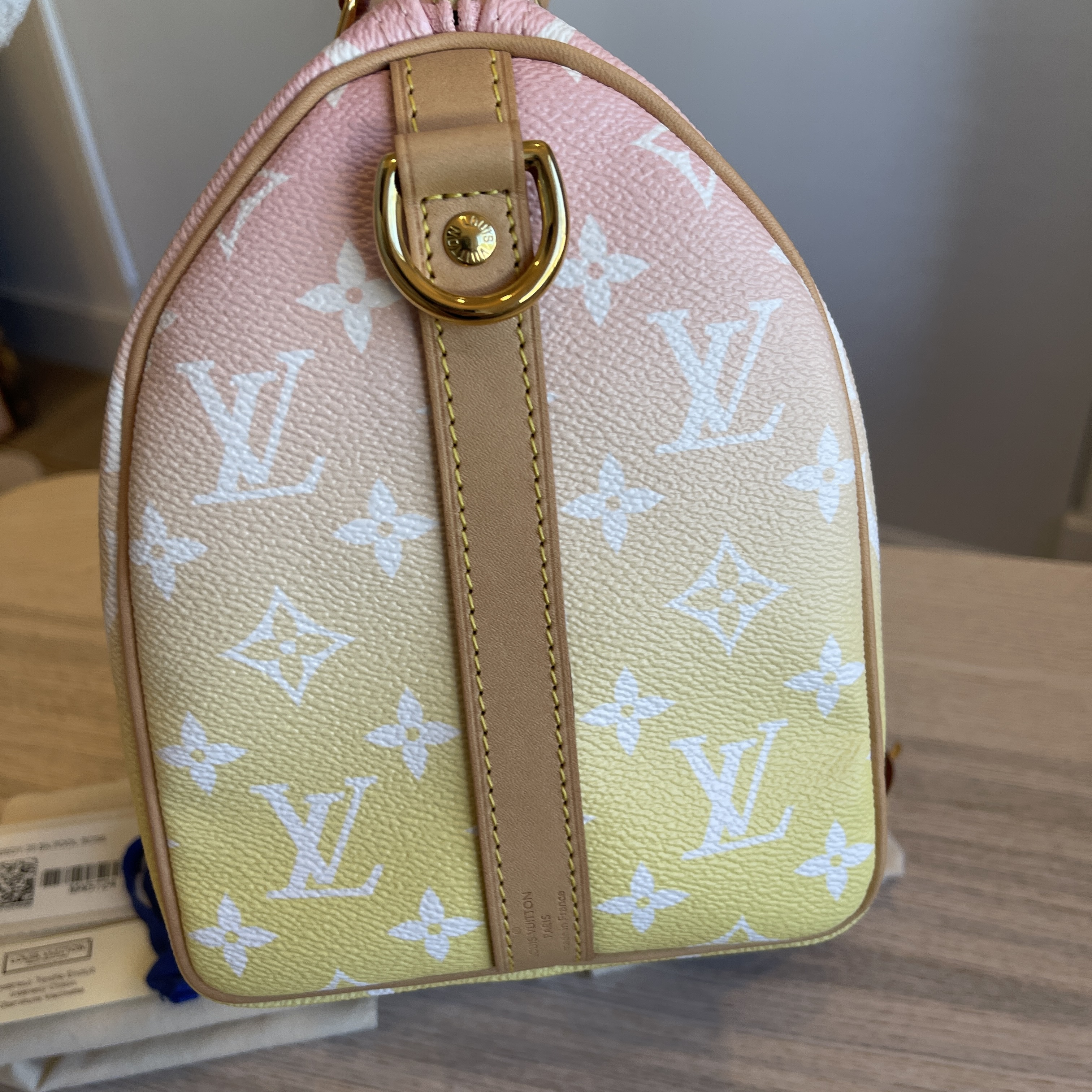 58025: Louis Vuitton Pink And Yellow Monogram Giant Can