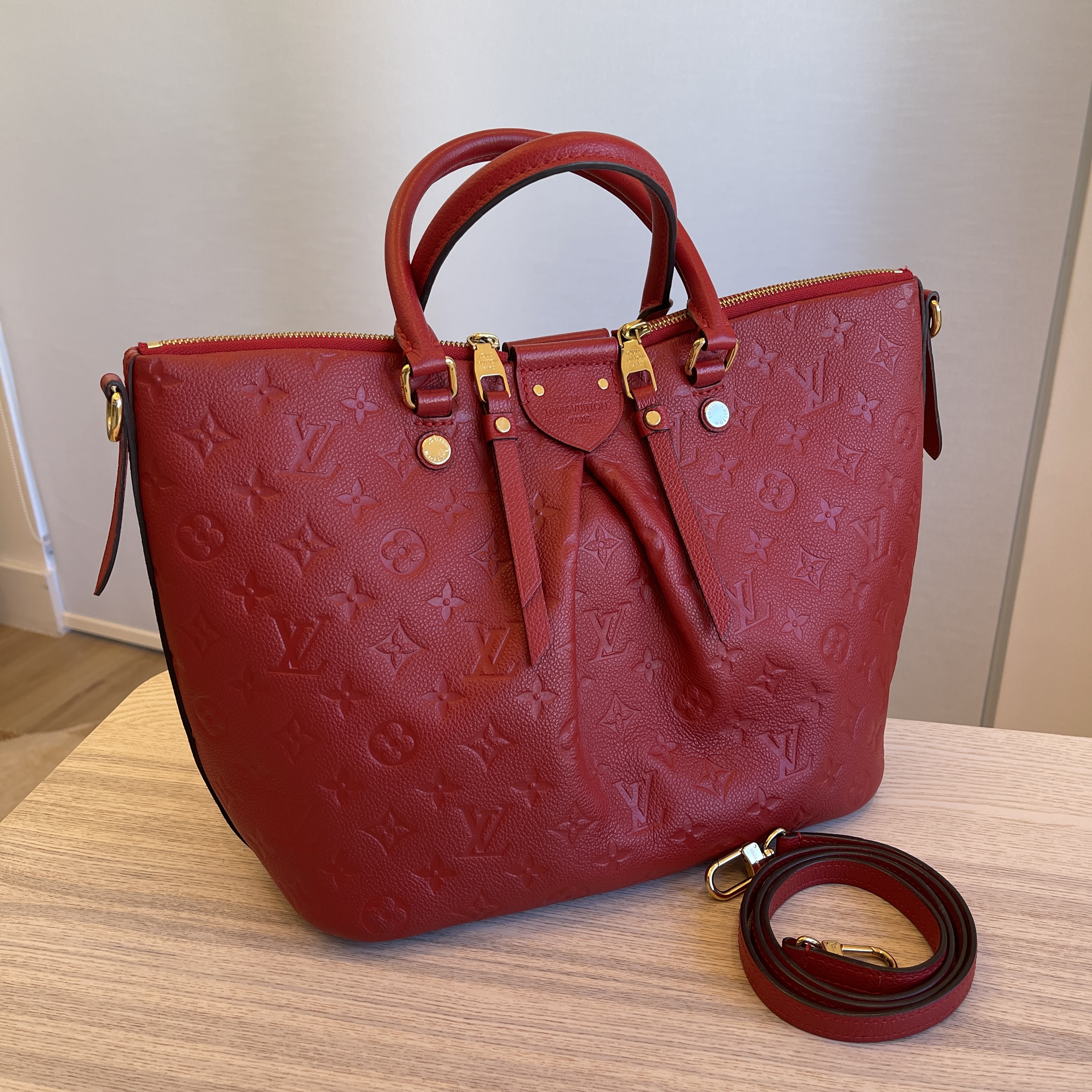 M50641 Louis Vuitton 2015 Mazarine Monogram Empreinte Handbag-Cherry