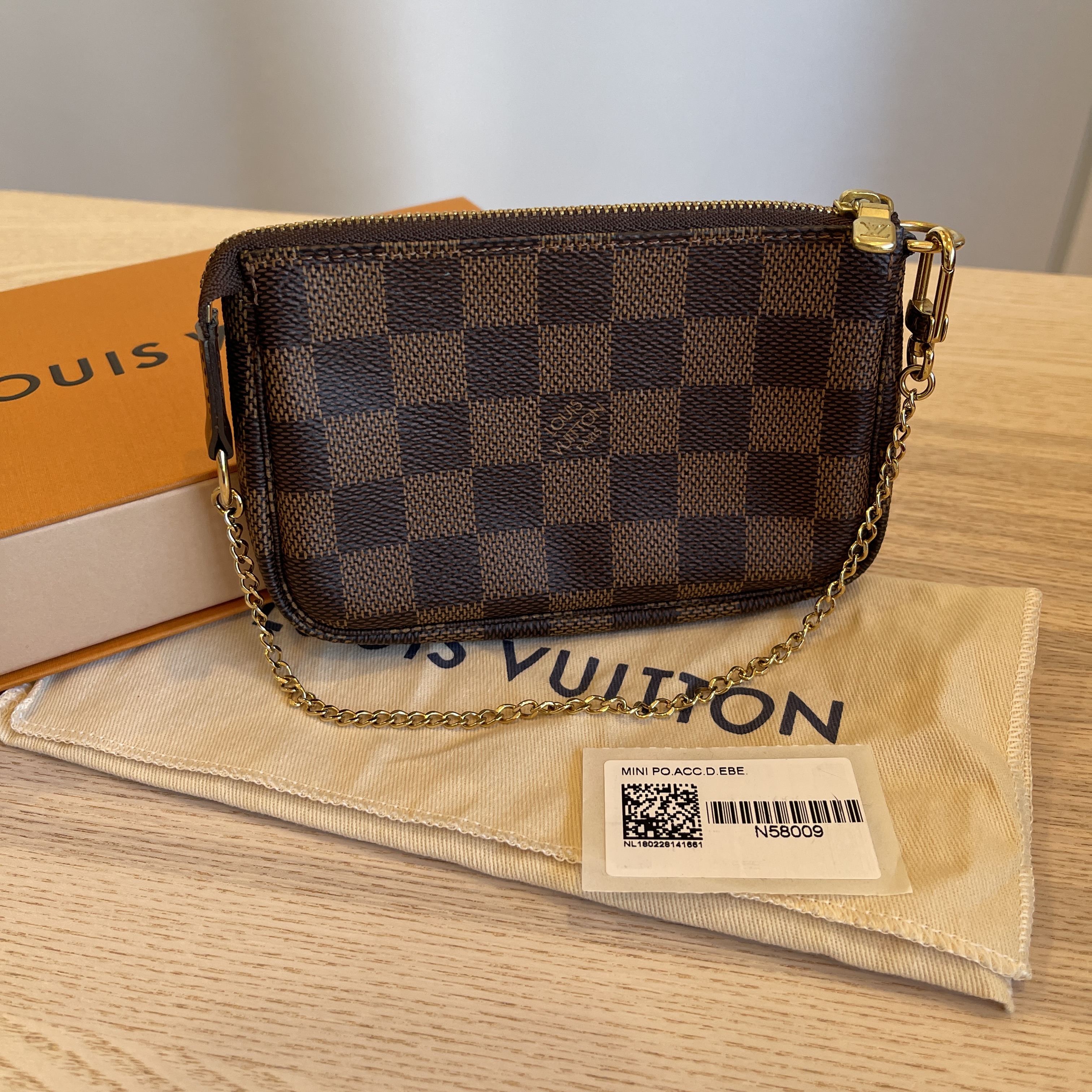 Auth Louis Vuitton Damier Mini Pochette Accessoires Pouch N58009