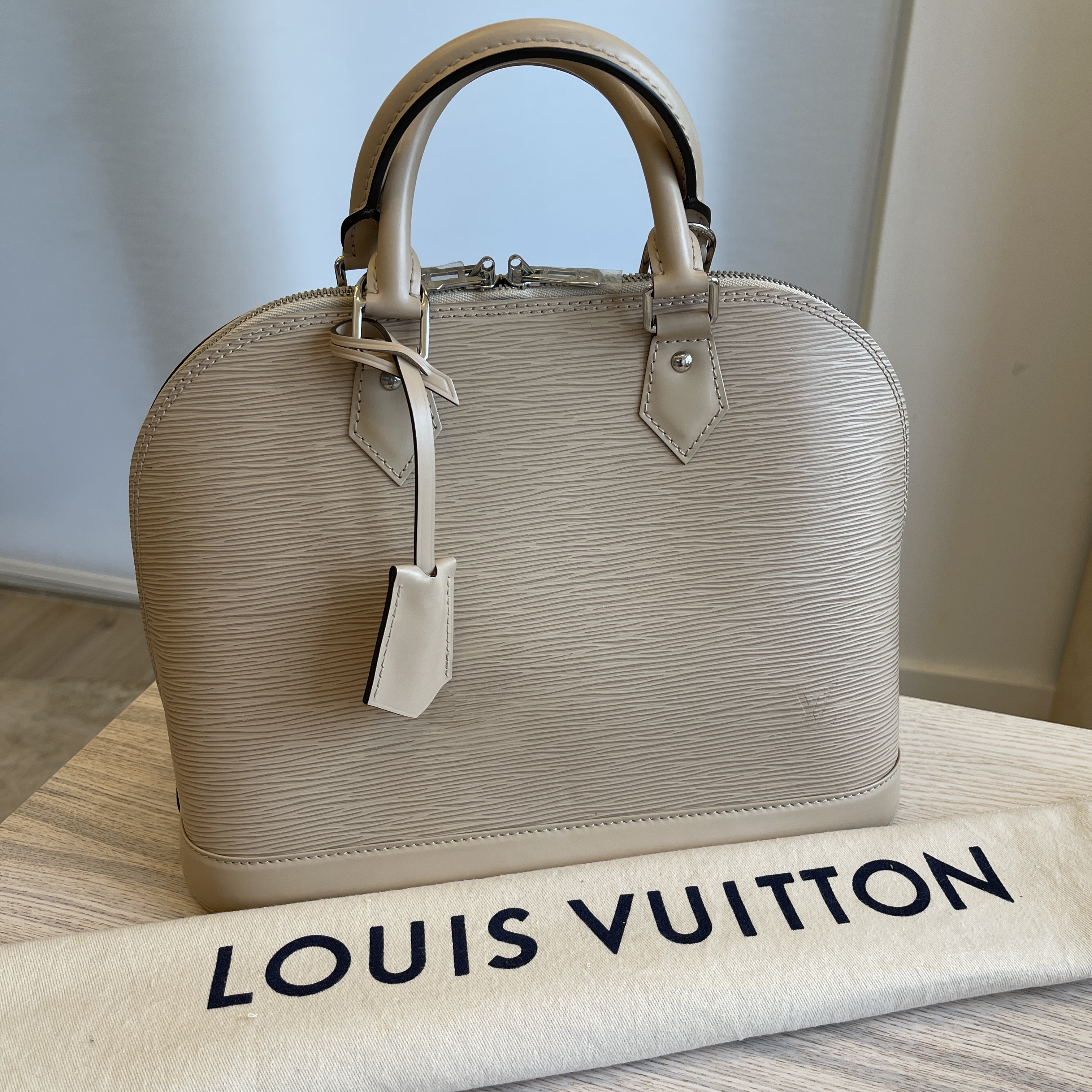 LOUIS VUITTON Epi Alma PM Hand Bag Gris Art Deco M91613 LV Auth 38809