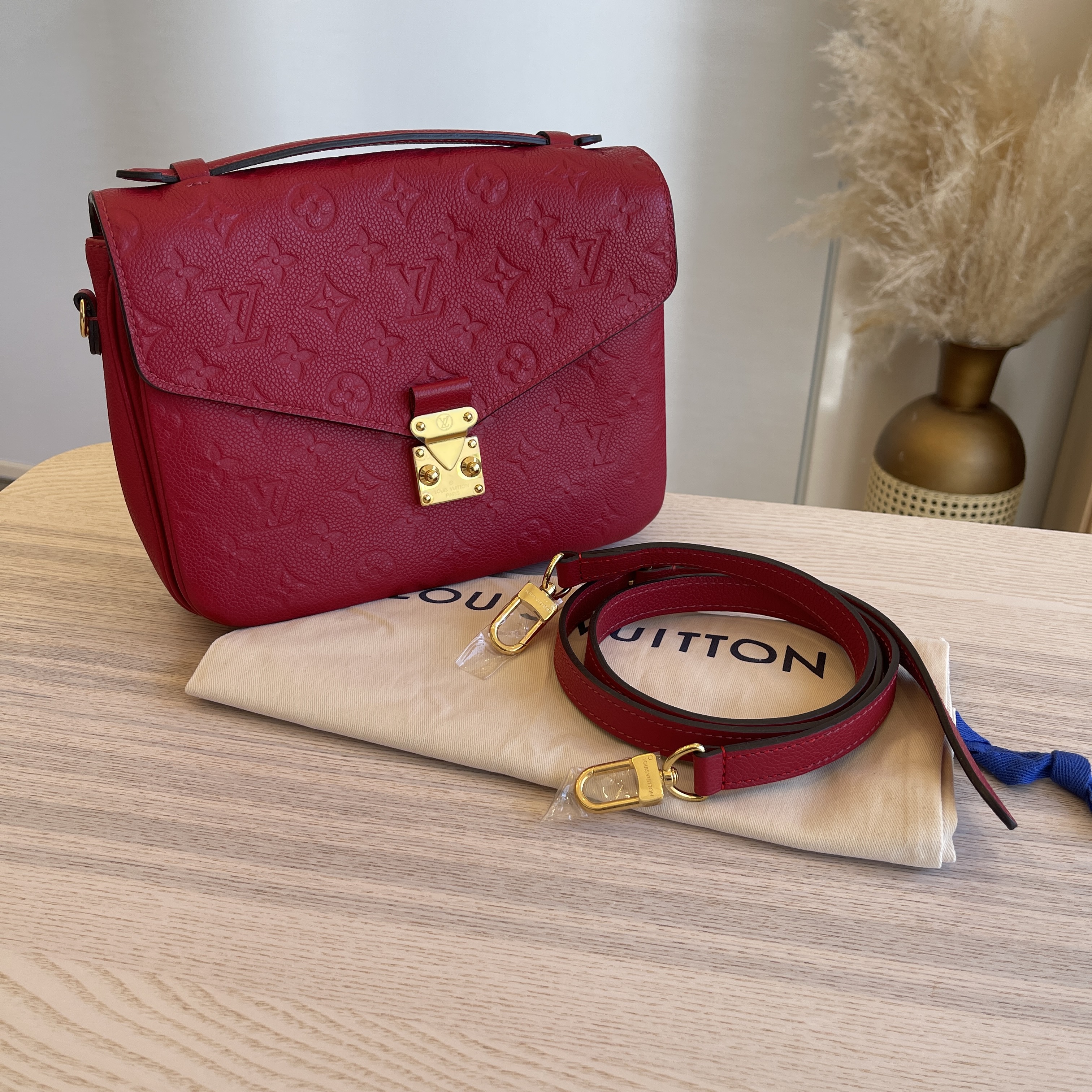 Louis Vuitton Red Empreinte Cerise Leather Monogram Pochette
