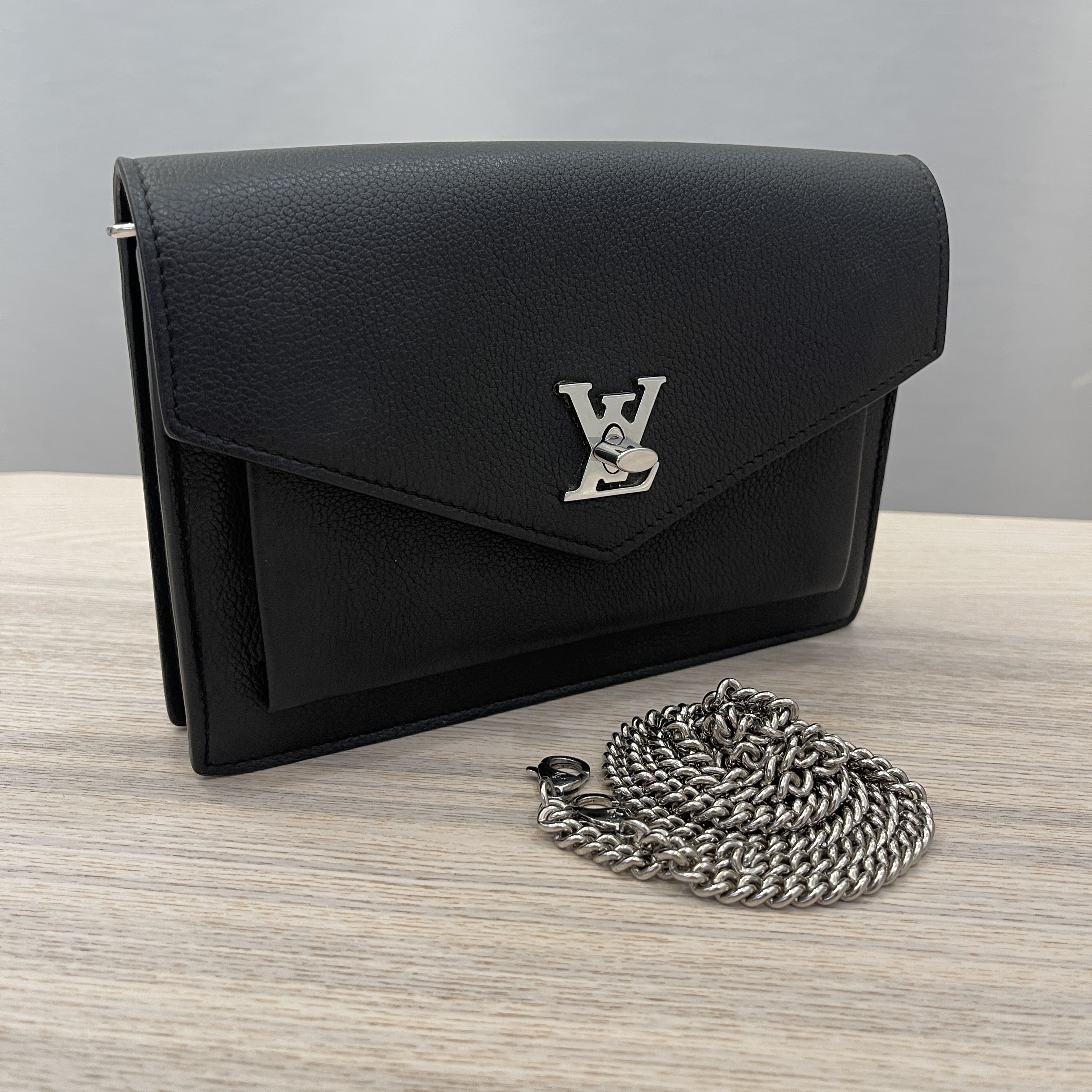 Louis Vuitton Mylockme Chain Pochette, Black, One Size