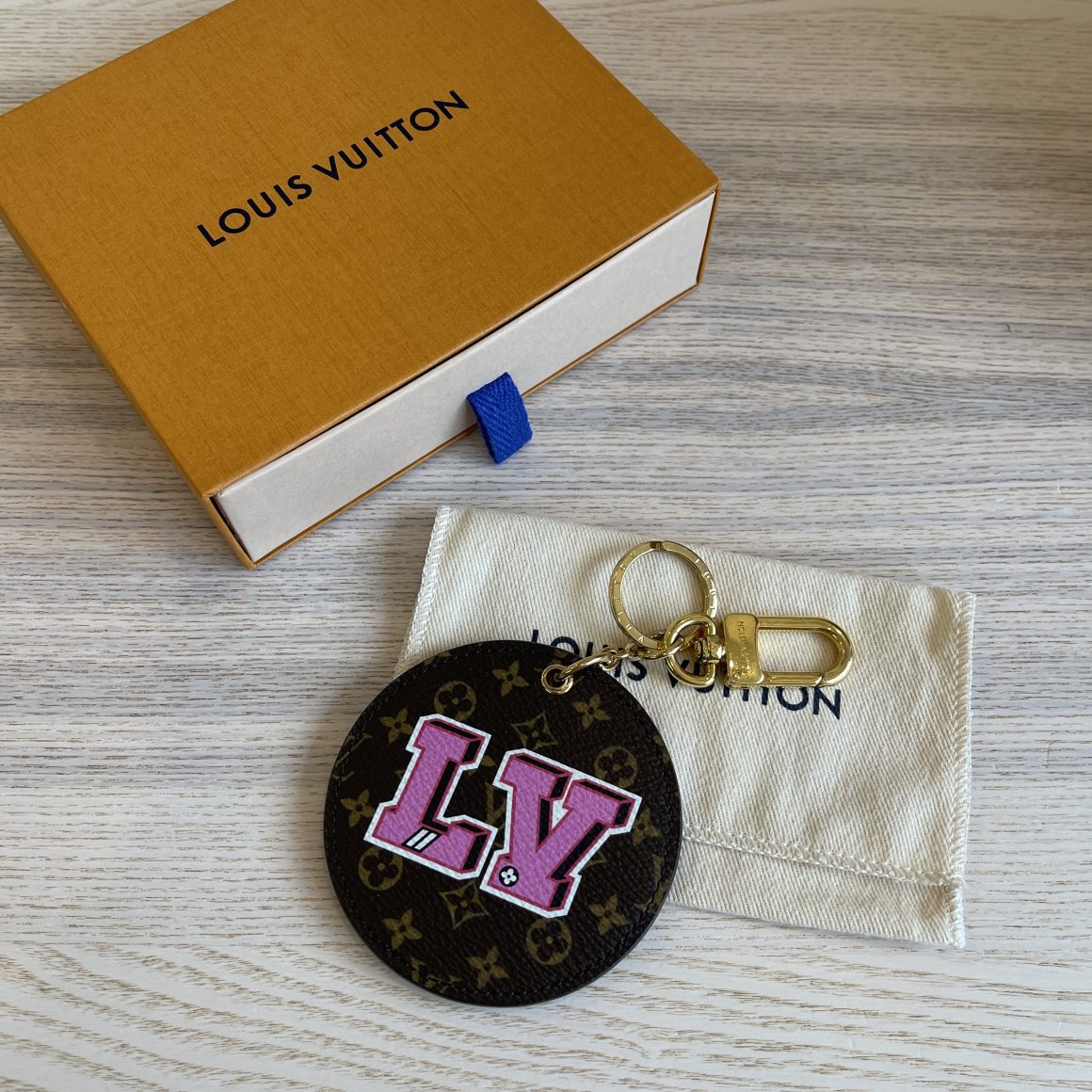 Louis Vuitton Rose Monogram Leather LV Ottter Bag Charm Key Holder