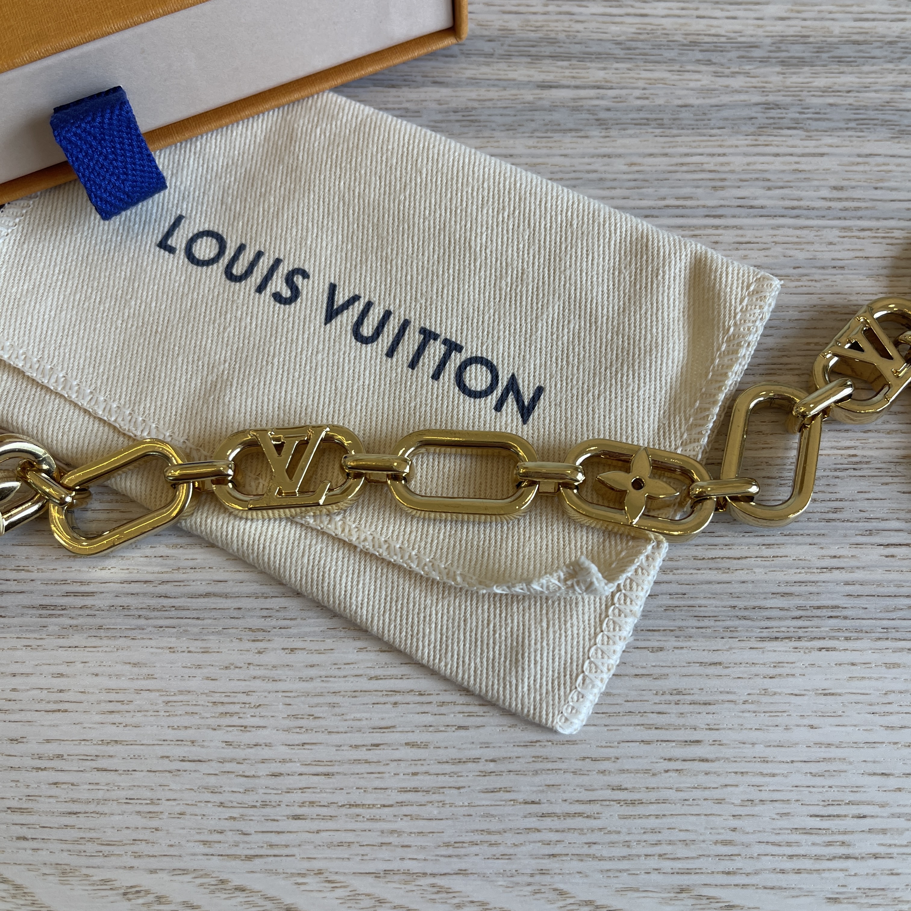 LOUIS VUITTON LV Edge Chain Bag Charm Silver Gold 747871