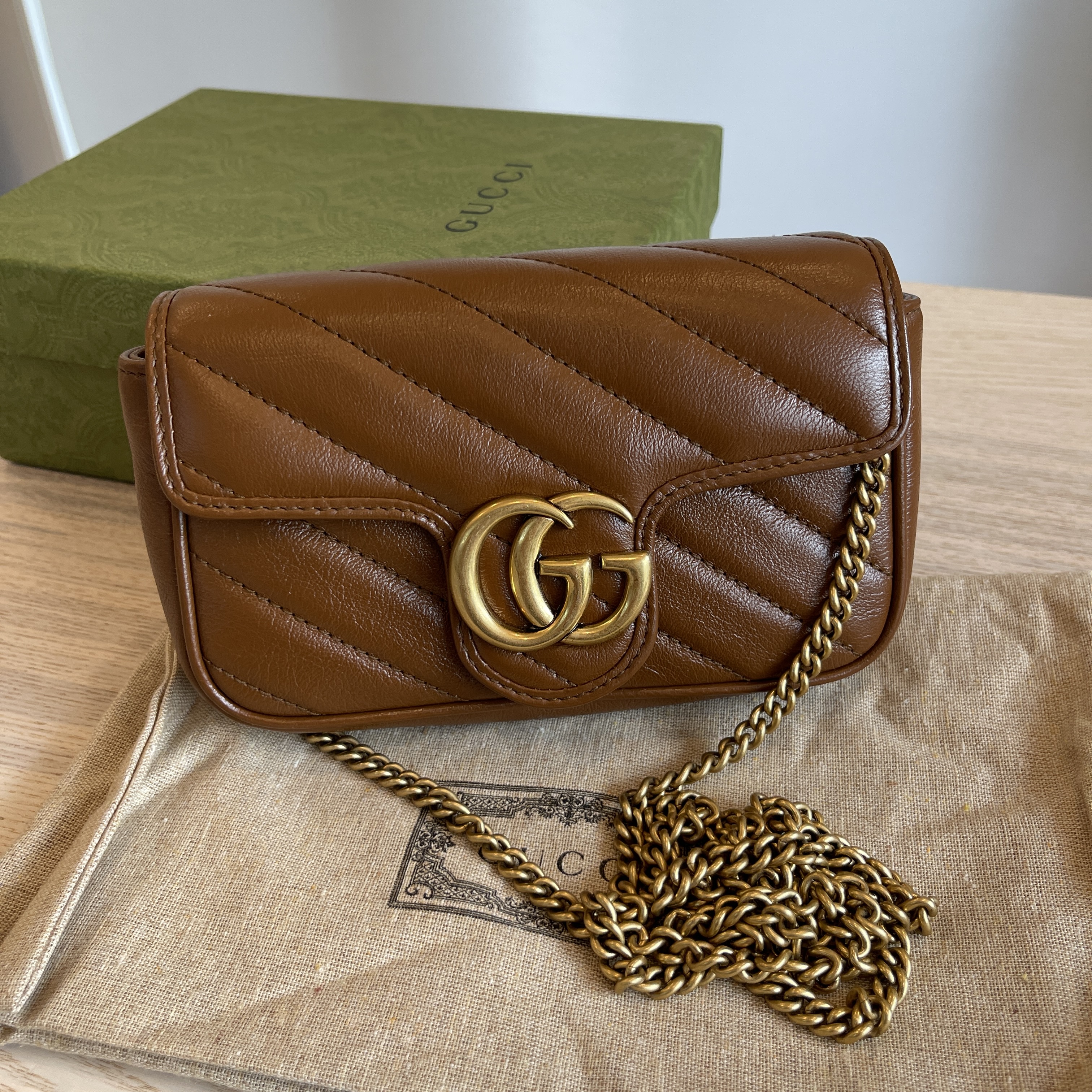 Gucci GG Marmont Matelasse Mini Bag Calfskin Brown GHW