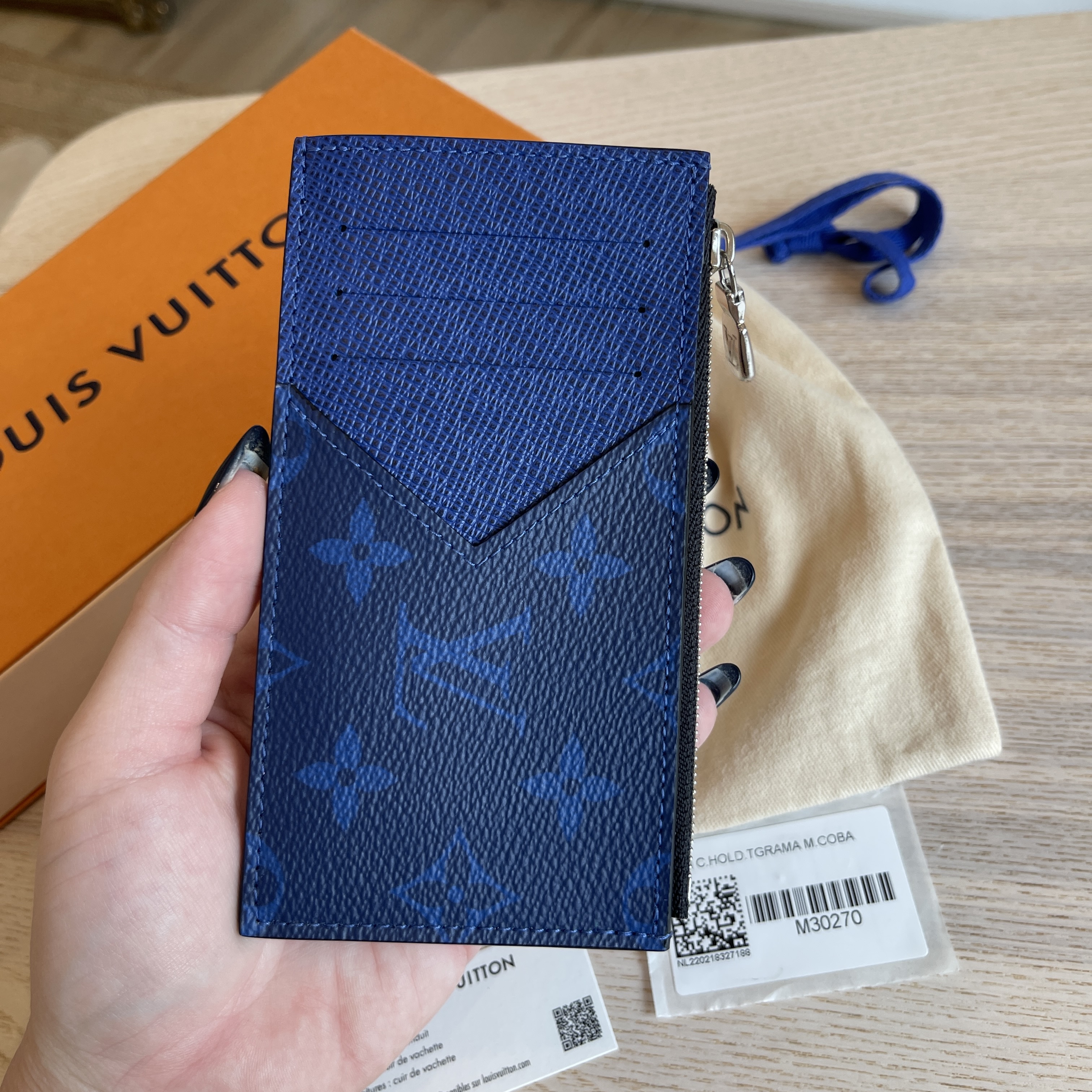 NEW Louis Vuitton TAIGARAMA Coin Card Holder M30270 Cobalt Blue