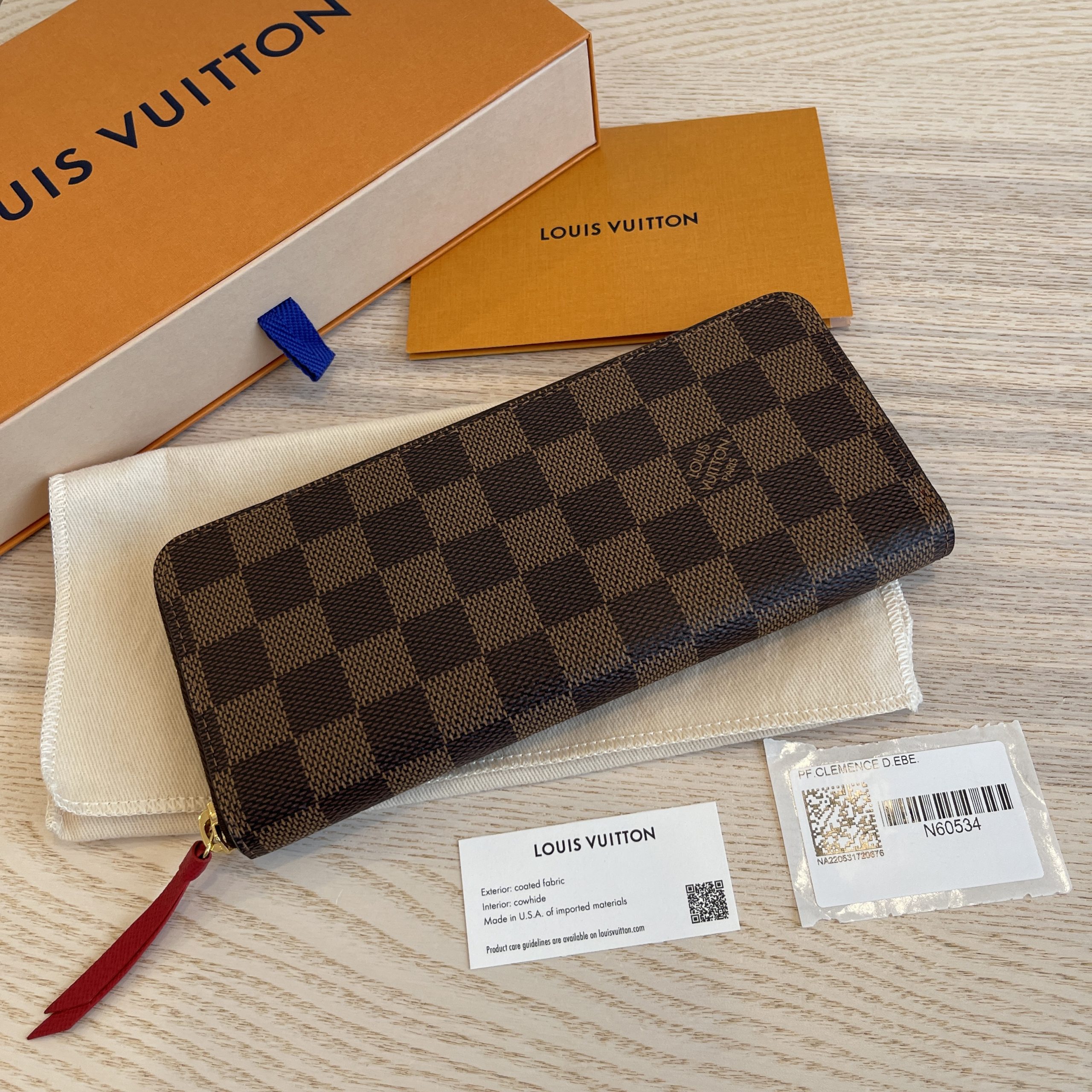 Preowned Louis Vuitton Clemence Wallet Damier Ebene