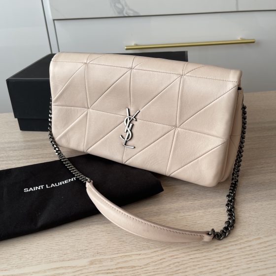 Authentic Saint Laurent Yves Jamie Bag Pink Patchwork Leather And Suede