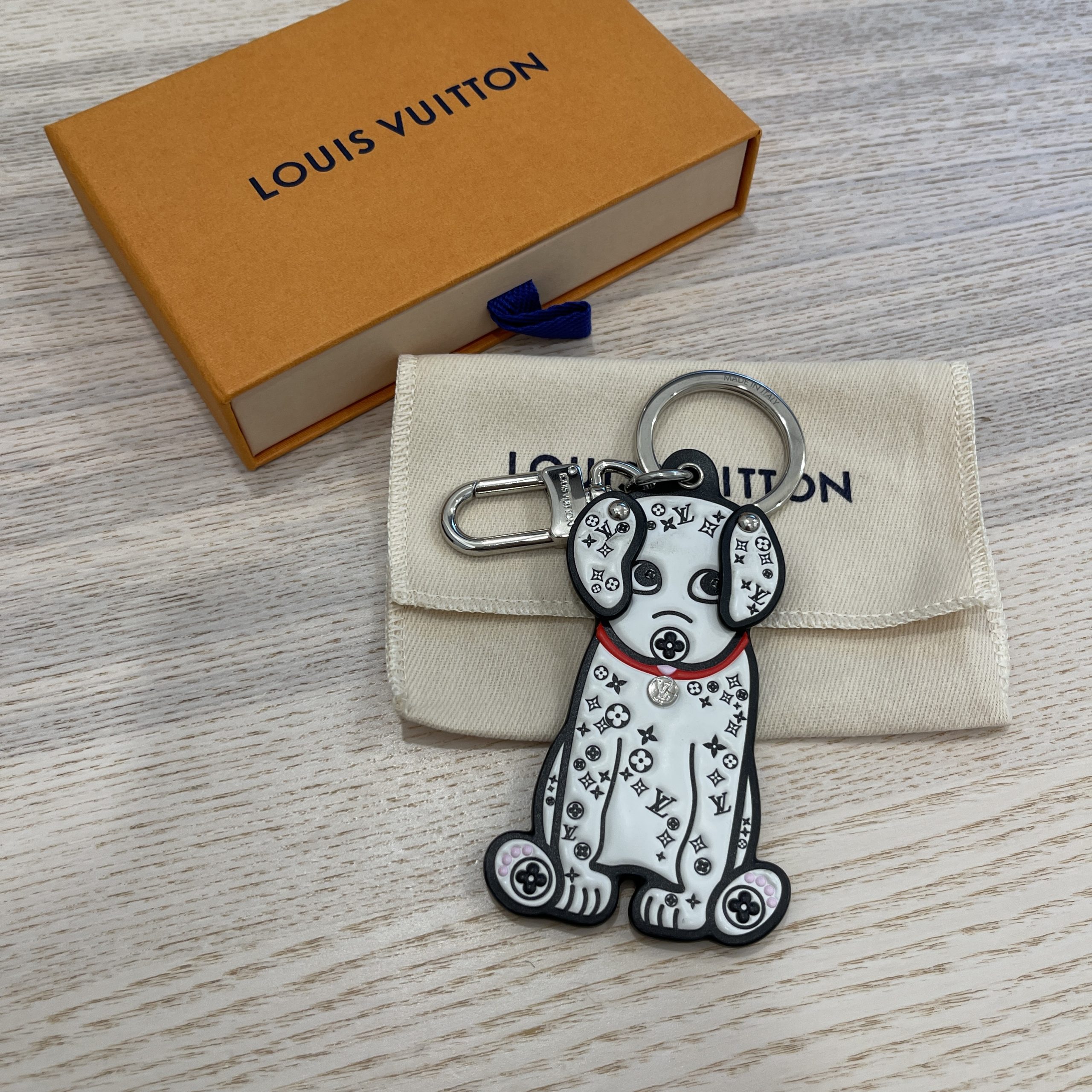 Louis Vuitton LV Dog Key Holder And Bag Charm w/ Tags - White Bag