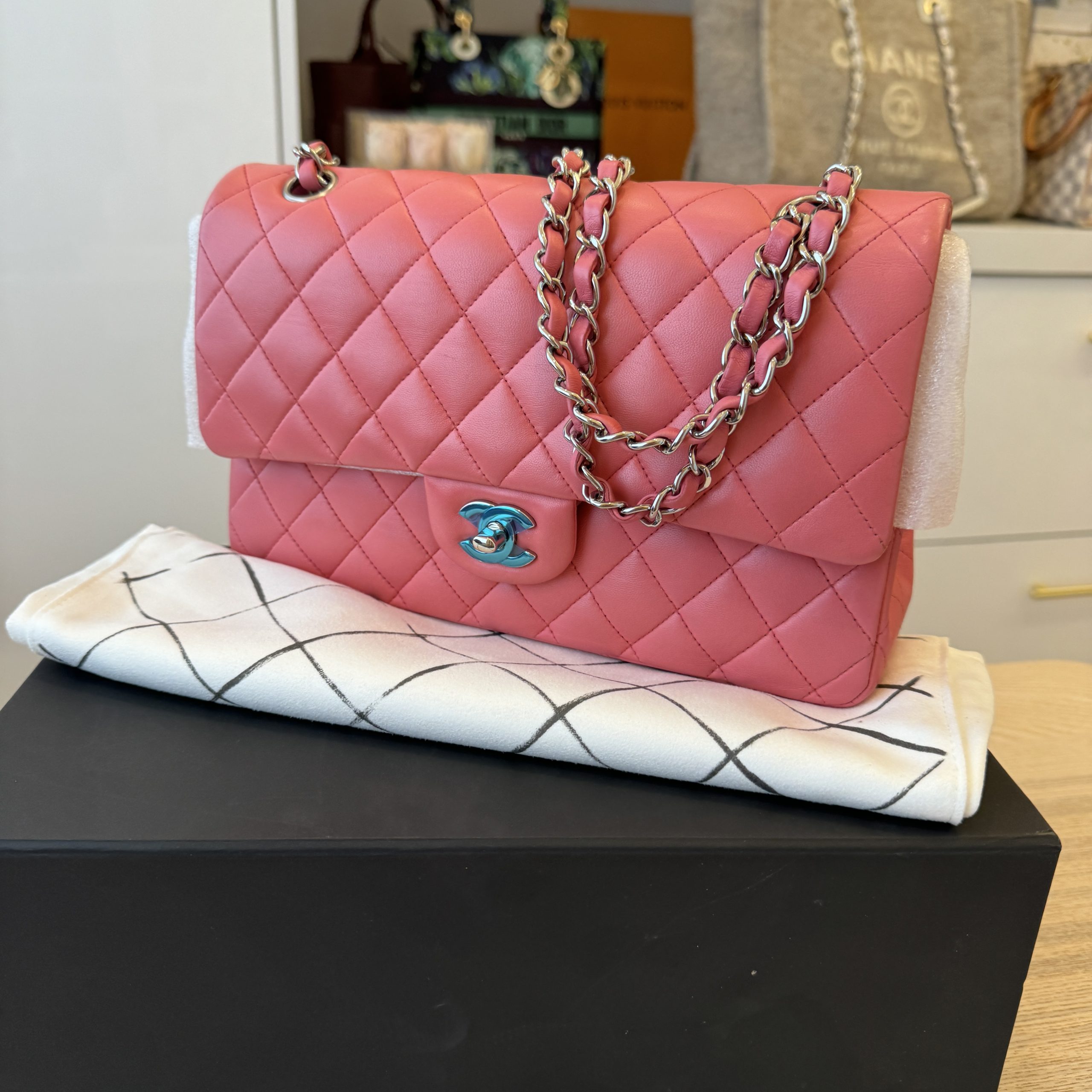 CHANEL, Bags, Brand New Chanel 9 Handbag Lambskin Quilted Medium Flap
